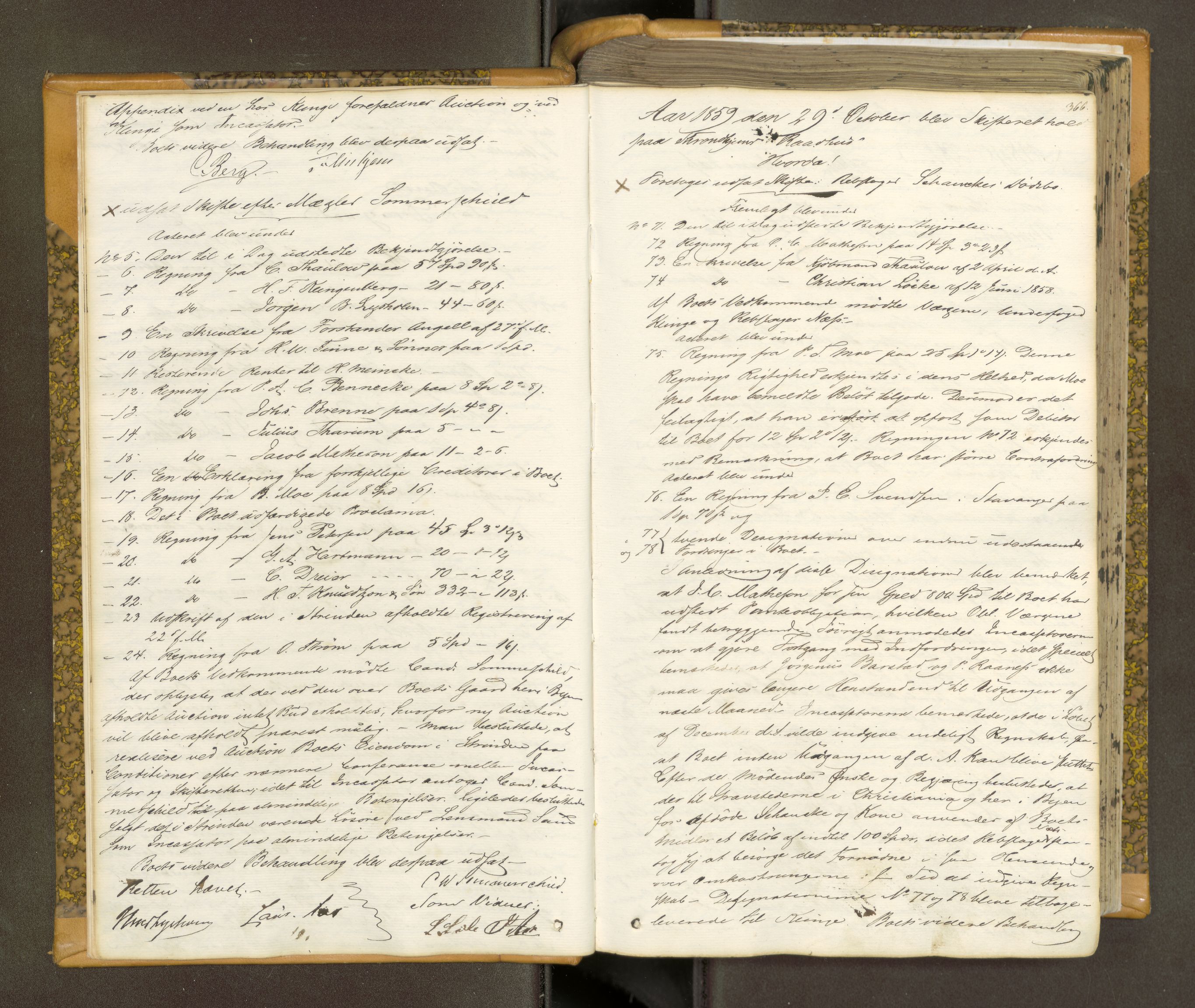 Trondheim byfogd, AV/SAT-A-0003/1/3/3B/L0006: Skiftebehandlingsprotokoll (u/ register)gml.nr.29b. U, 1859-1863, p. 366