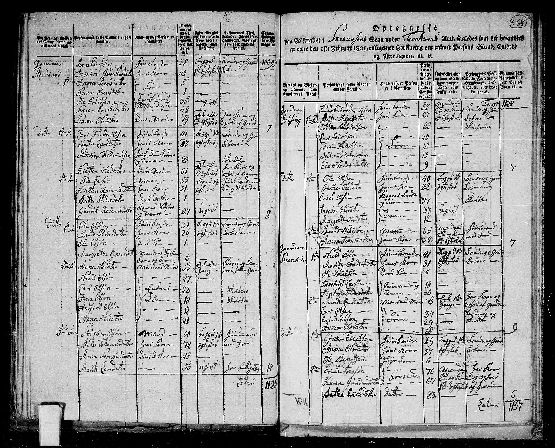 RA, 1801 census for 1736P Snåsa, 1801, p. 567b-568a