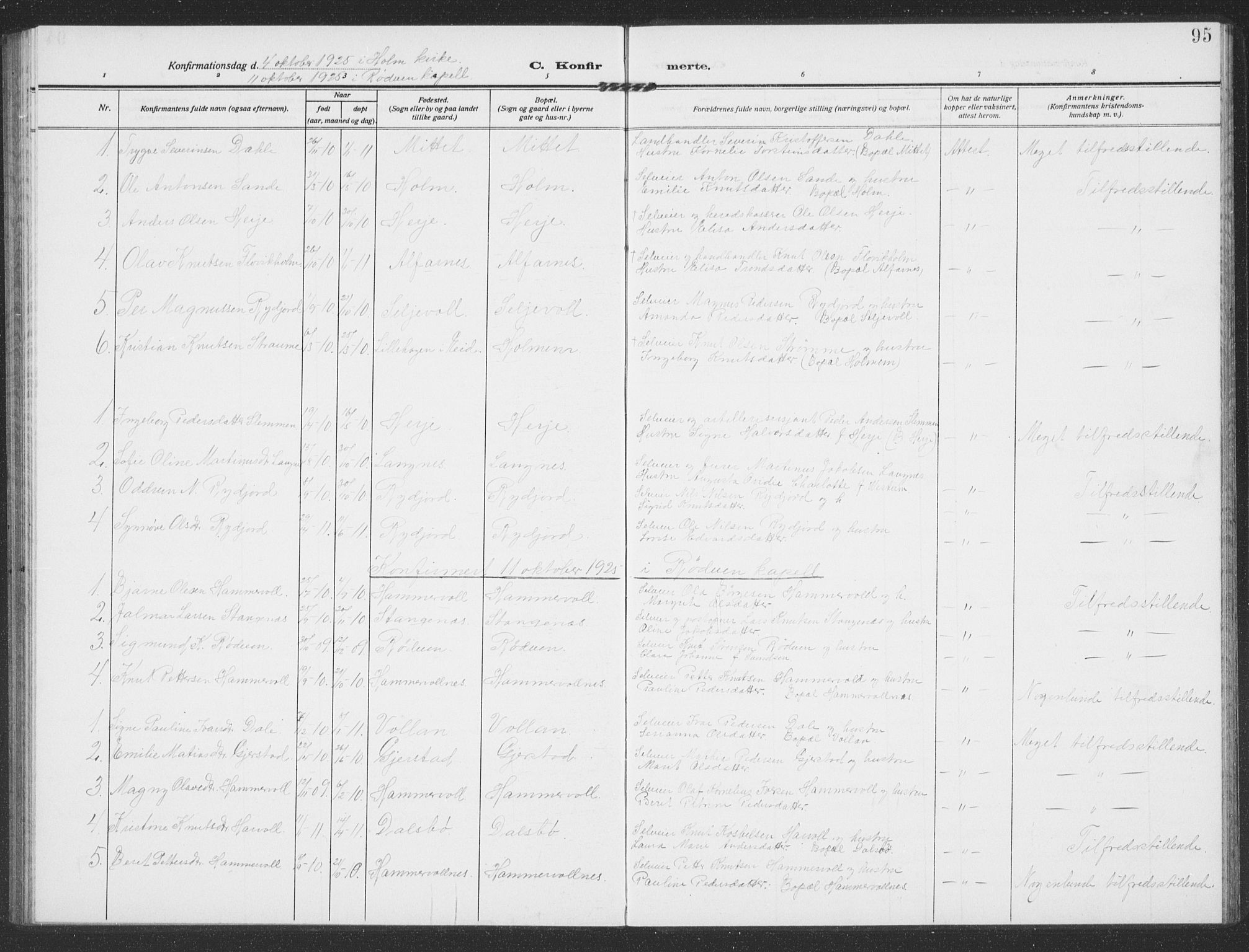 Ministerialprotokoller, klokkerbøker og fødselsregistre - Møre og Romsdal, SAT/A-1454/549/L0615: Parish register (copy) no. 549C01, 1905-1932, p. 95