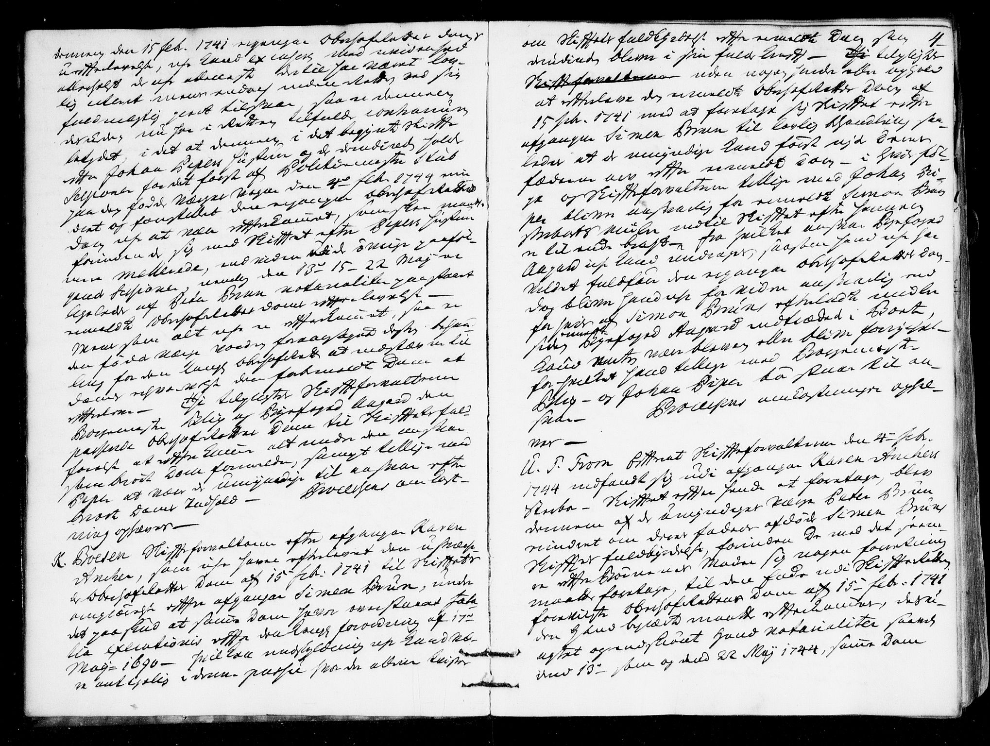 Overhoffretten 1667-1797, AV/RA-EA-2884/Ac/L0180: Voteringsprotokoll, 1745, p. 3b-4a