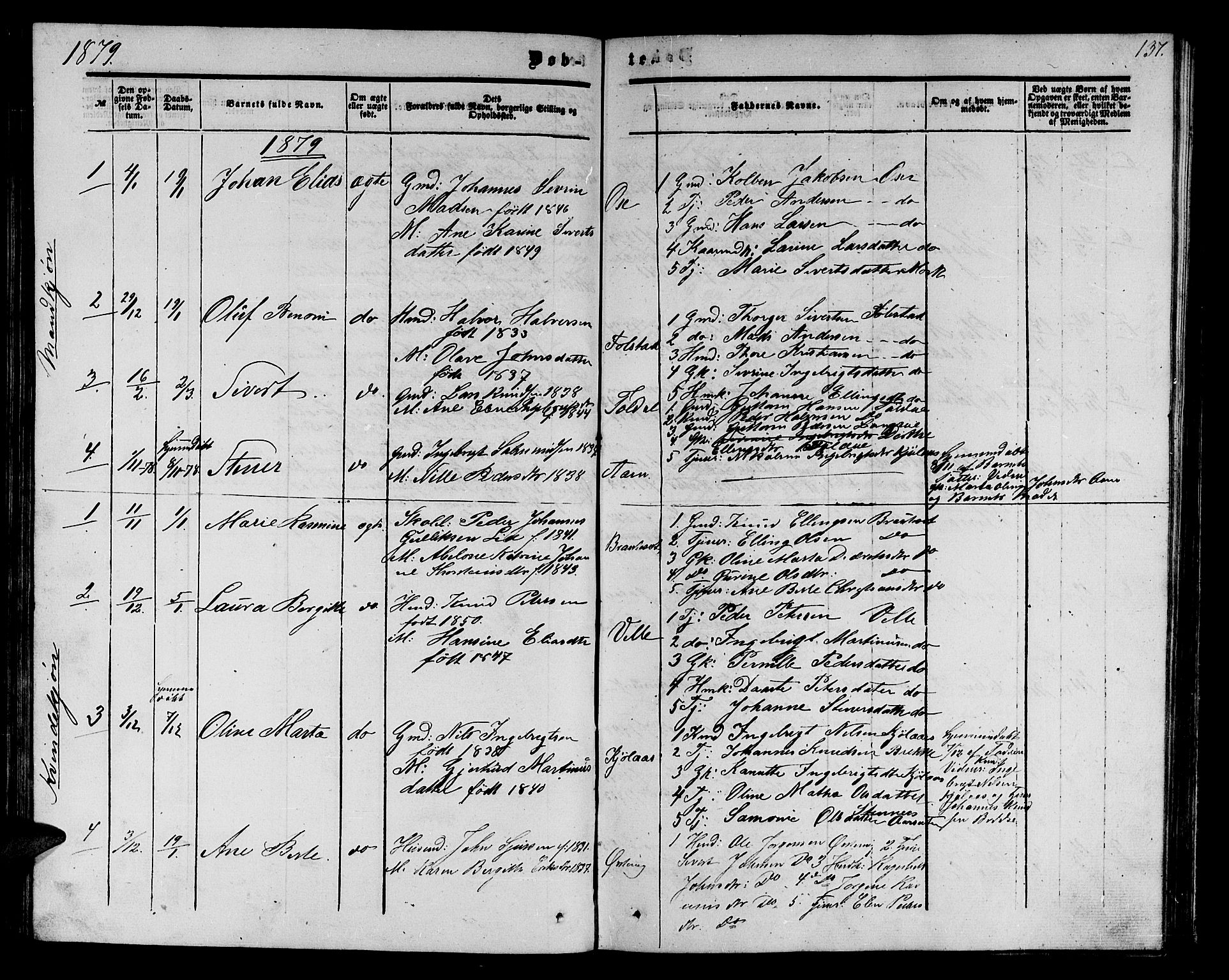 Ministerialprotokoller, klokkerbøker og fødselsregistre - Møre og Romsdal, AV/SAT-A-1454/513/L0188: Parish register (copy) no. 513C02, 1865-1882, p. 137