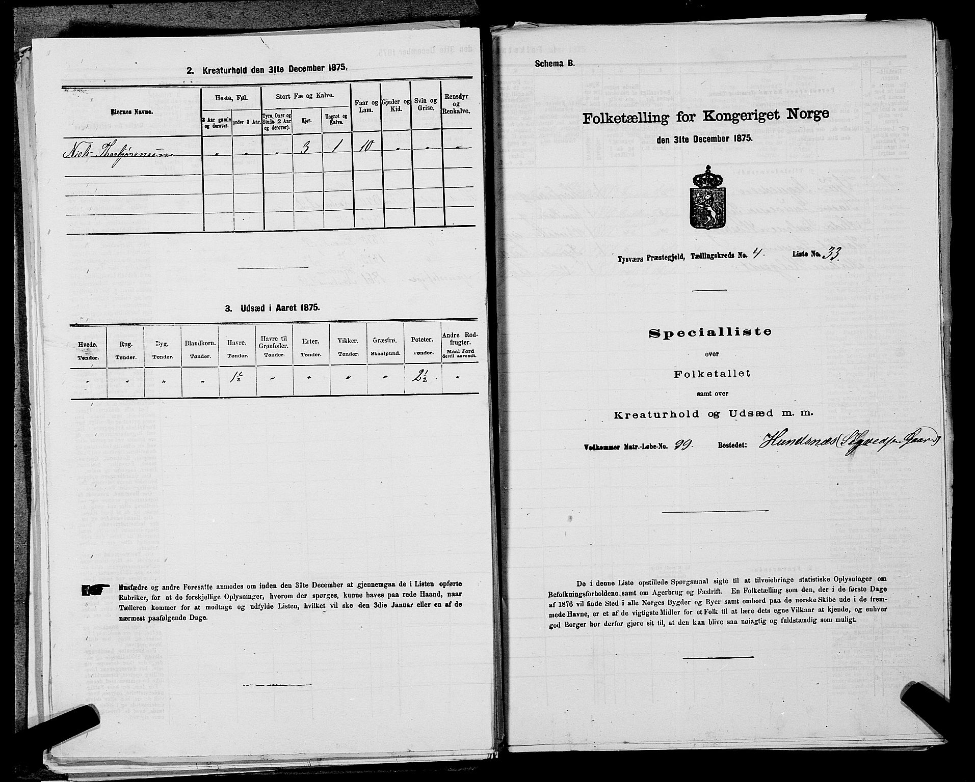 SAST, 1875 census for 1146P Tysvær, 1875, p. 498