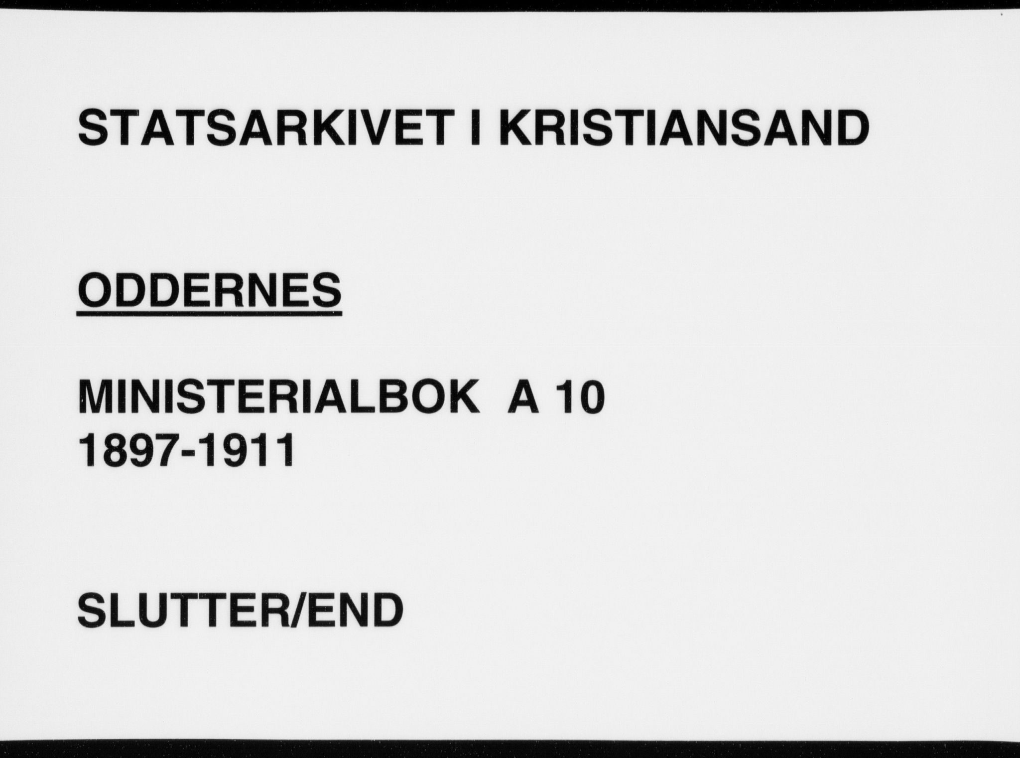 Oddernes sokneprestkontor, AV/SAK-1111-0033/F/Fa/Faa/L0010: Parish register (official) no. A 10, 1897-1911