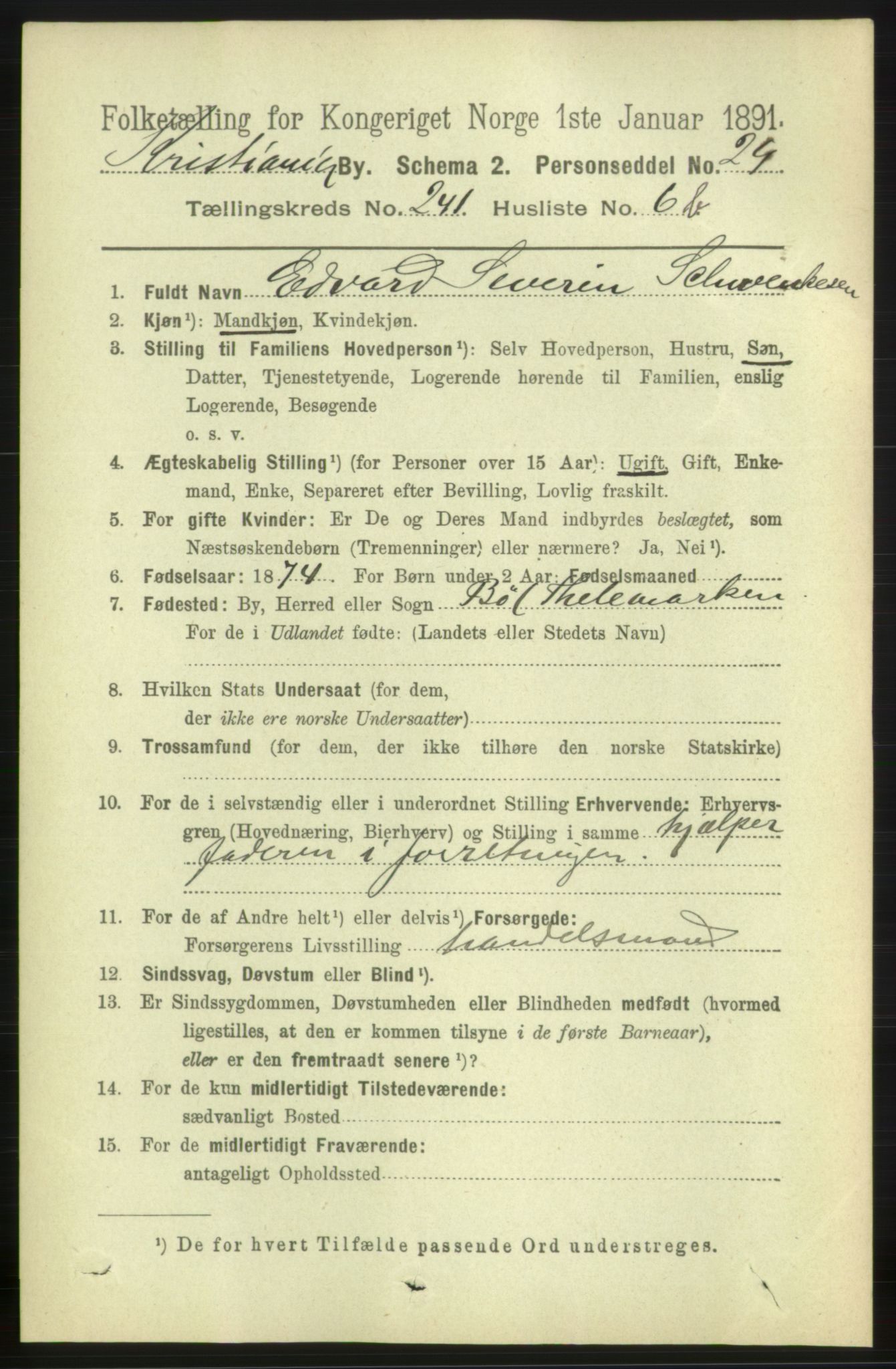 RA, 1891 census for 0301 Kristiania, 1891, p. 141948