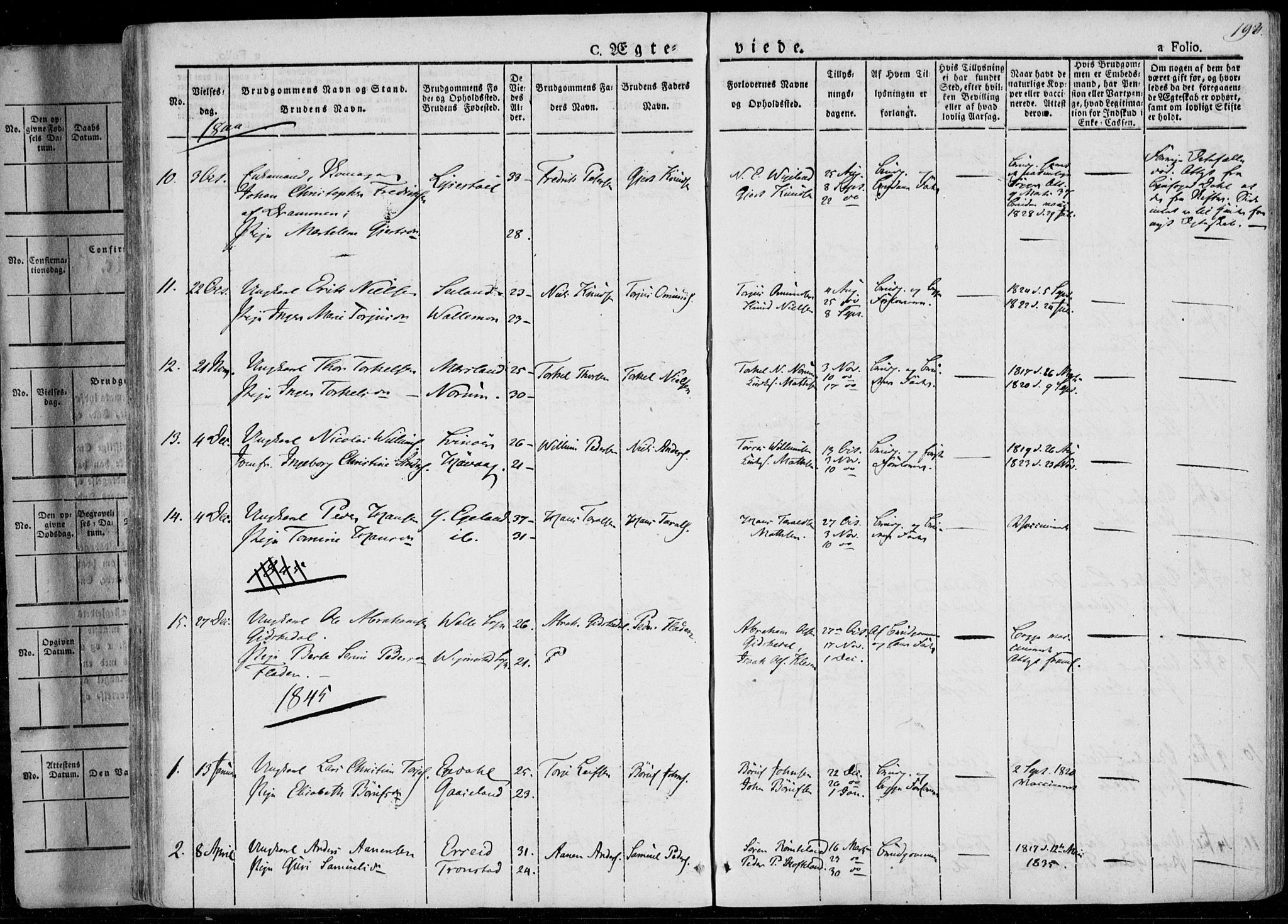 Sør-Audnedal sokneprestkontor, AV/SAK-1111-0039/F/Fa/Fab/L0006: Parish register (official) no. A 6, 1829-1855, p. 193