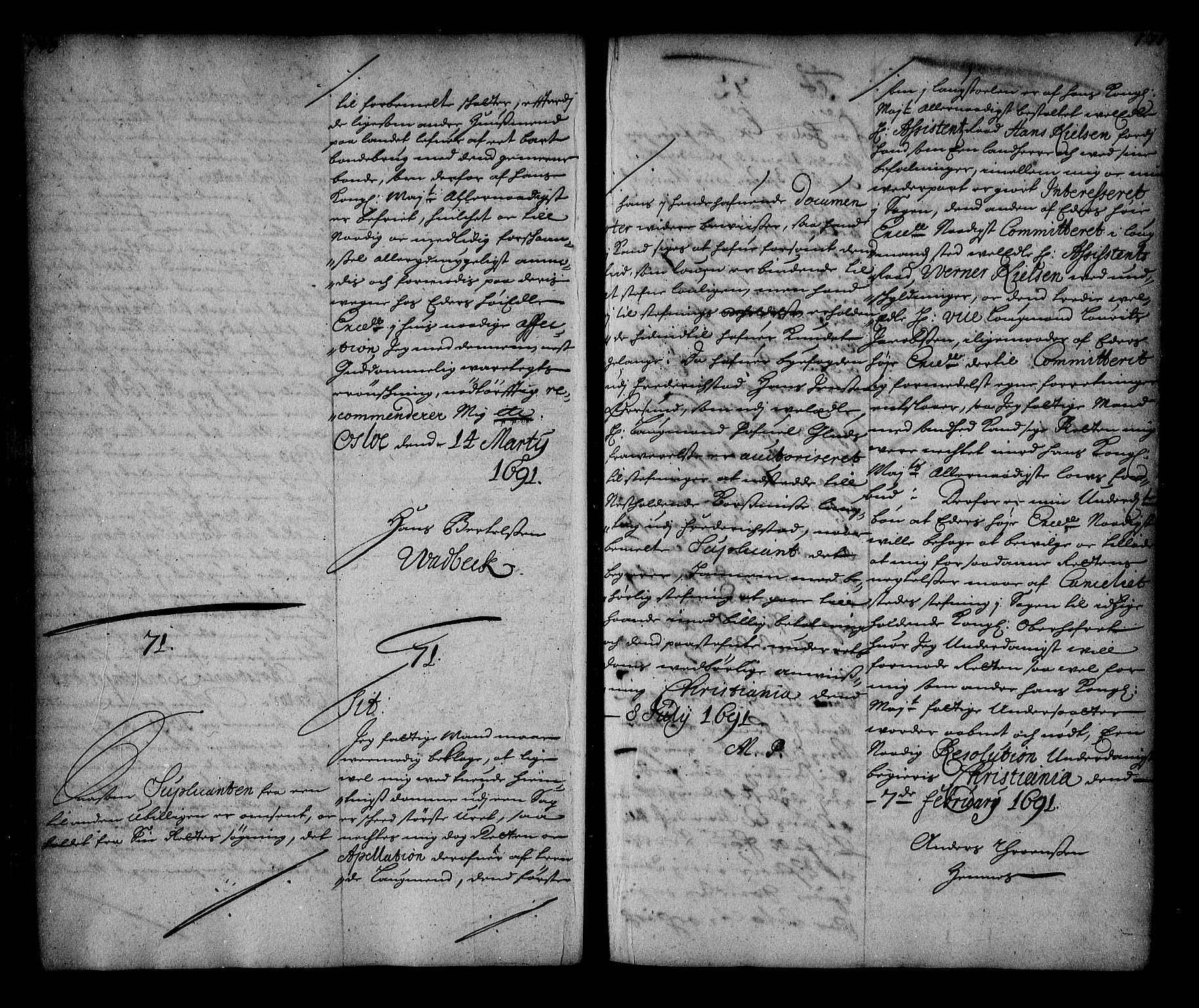 Stattholderembetet 1572-1771, AV/RA-EA-2870/Ae/L0008: Supplikasjons- og resolusjonsprotokoll, 1691, p. 170-171