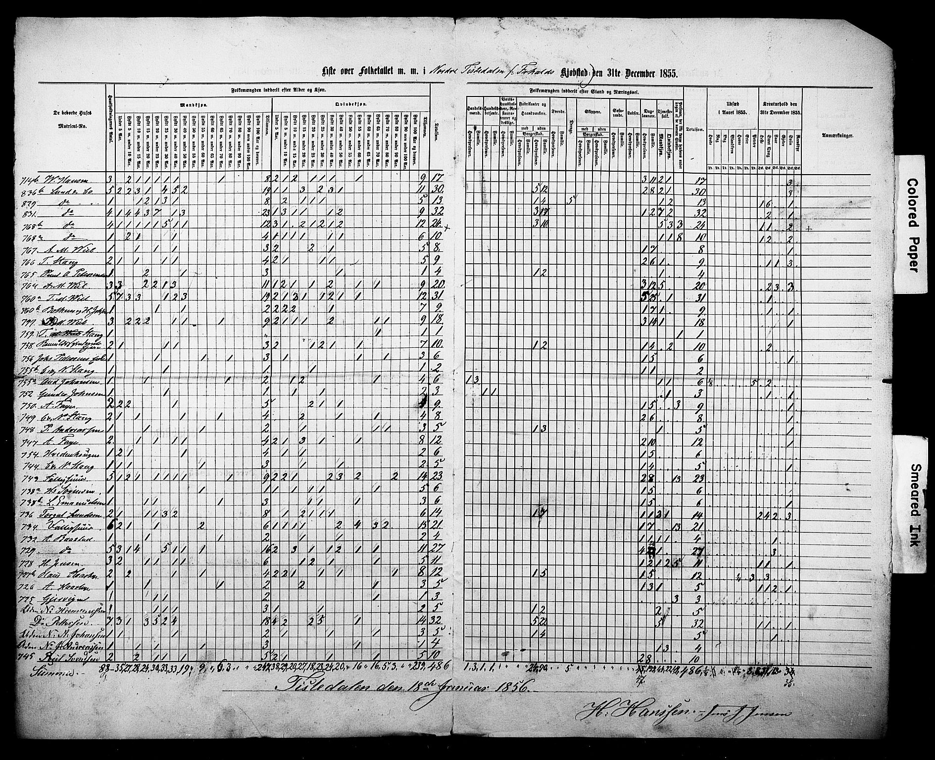 , Census 1855 for Fredrikshald, 1855, p. 39