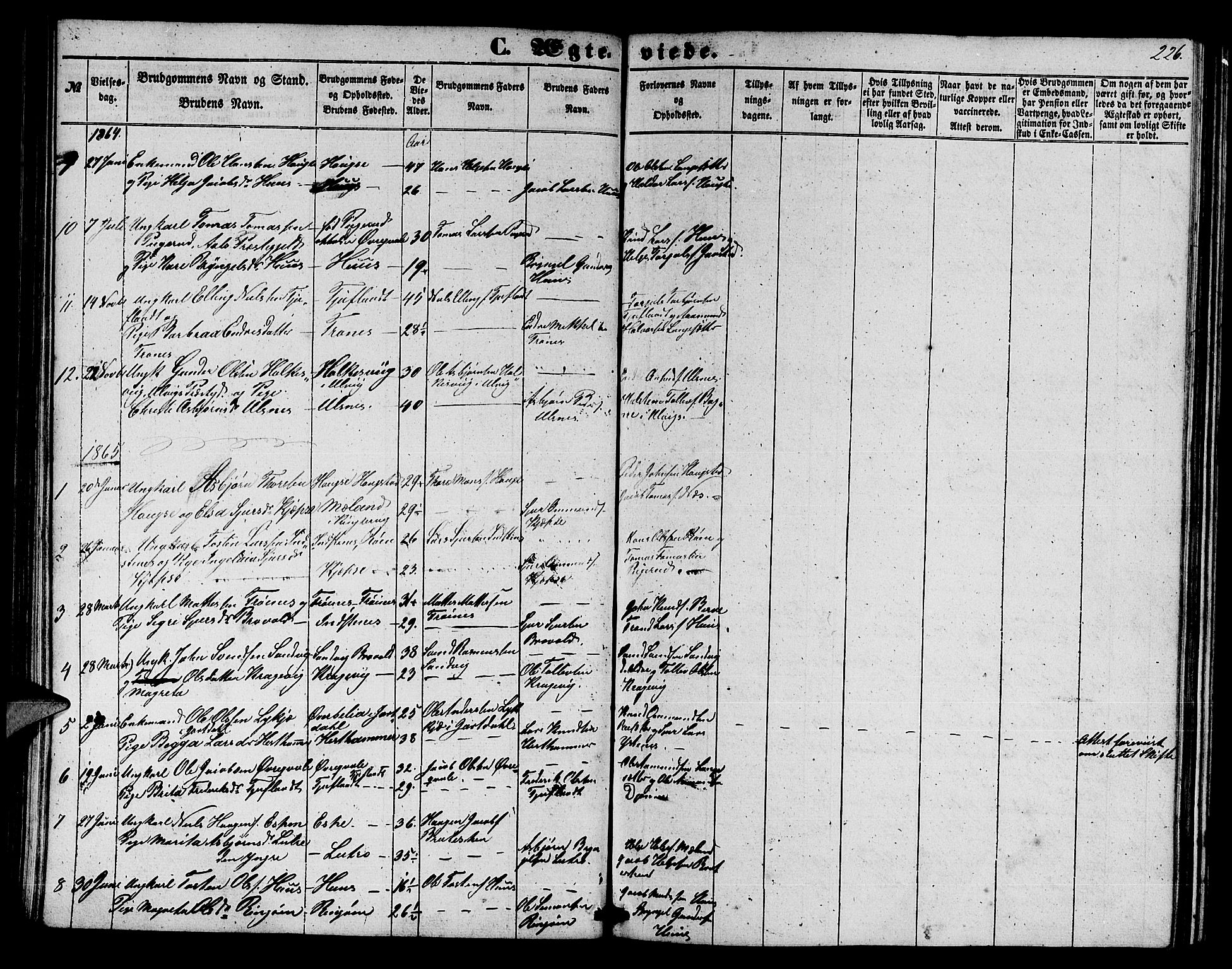Ullensvang sokneprestembete, SAB/A-78701/H/Hab: Parish register (copy) no. E 6, 1857-1886, p. 226