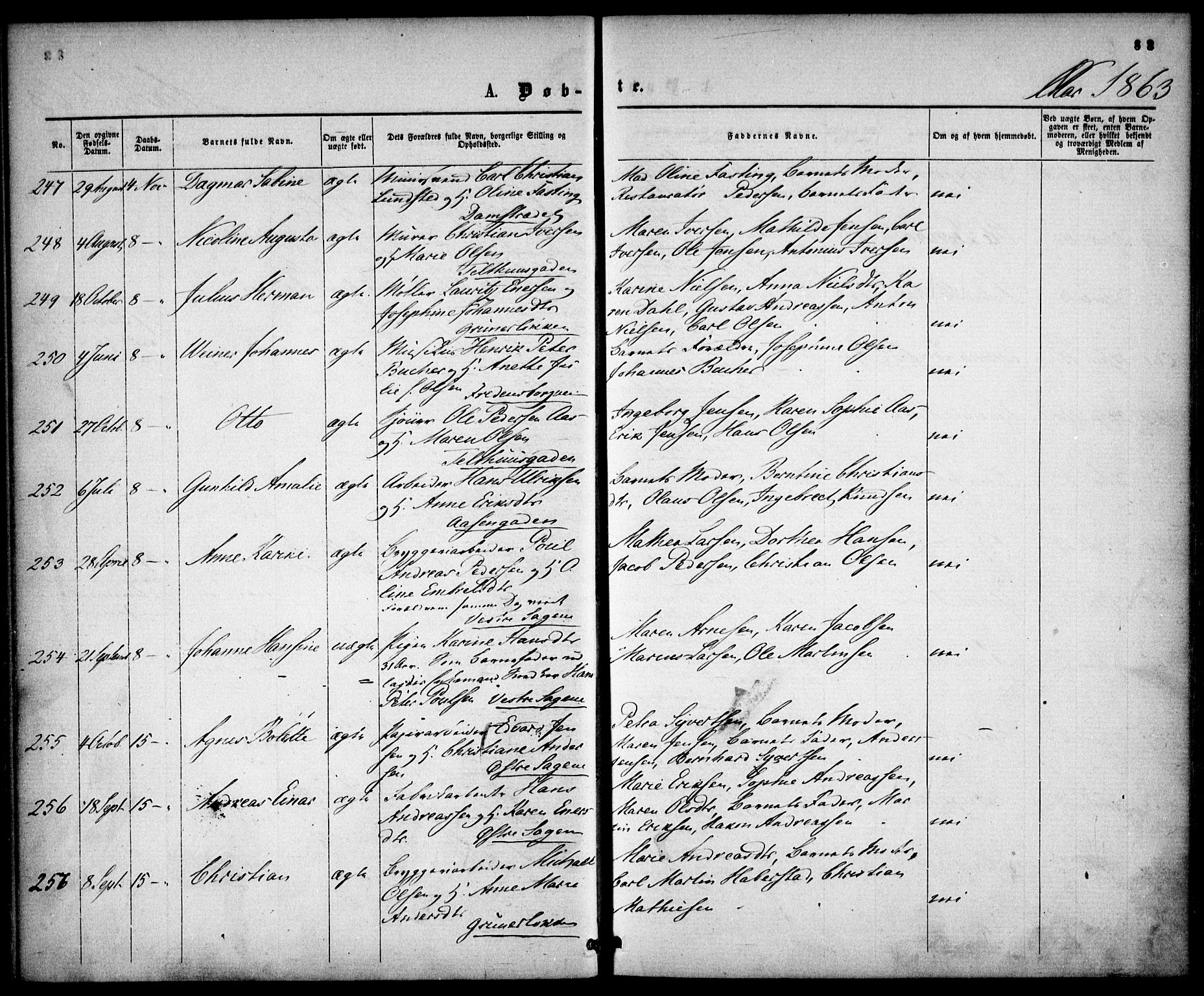 Gamle Aker prestekontor Kirkebøker, SAO/A-10617a/F/L0001: Parish register (official) no. 1, 1861-1865, p. 83