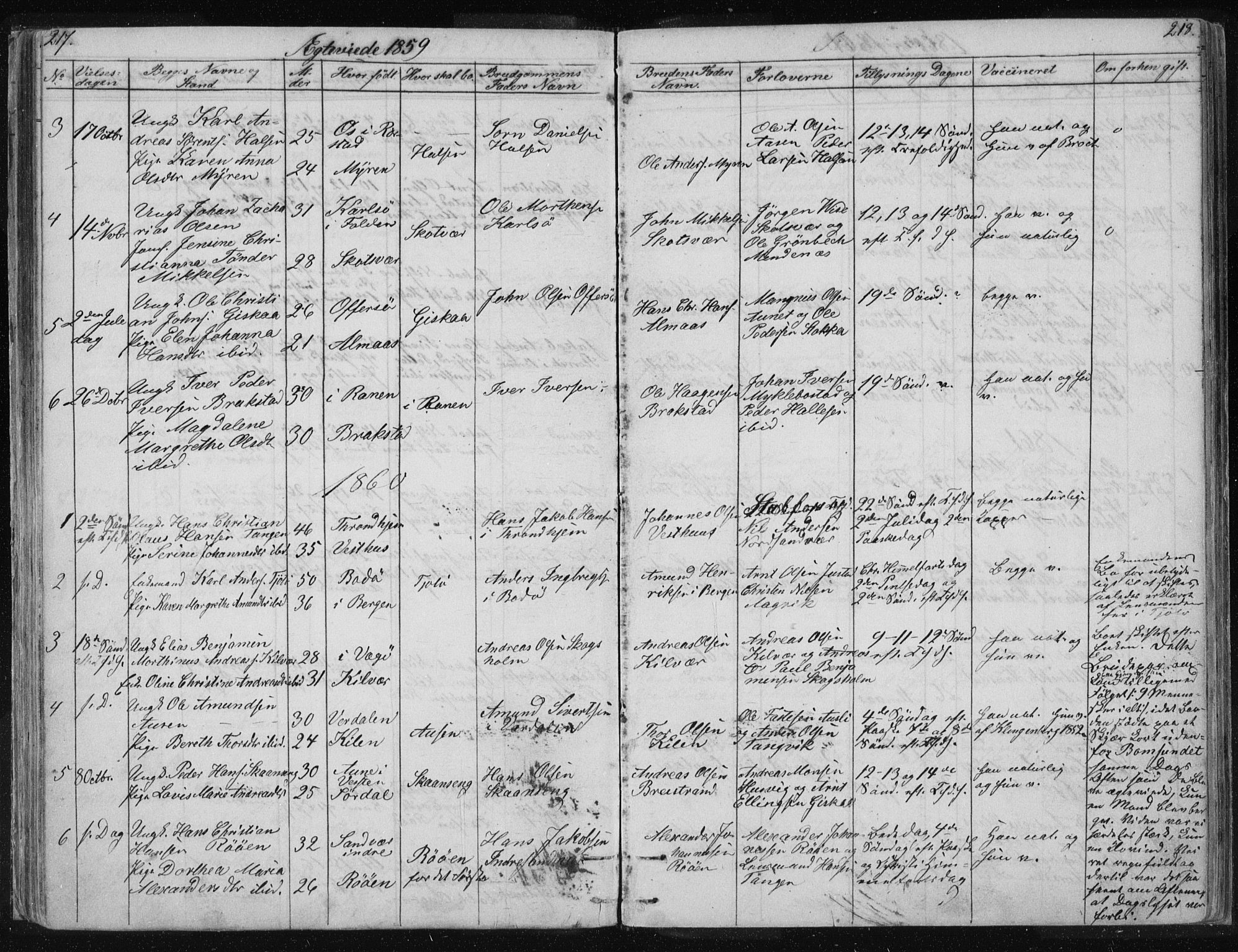 Ministerialprotokoller, klokkerbøker og fødselsregistre - Nordland, SAT/A-1459/817/L0266: Parish register (copy) no. 817C01, 1841-1869, p. 217-218