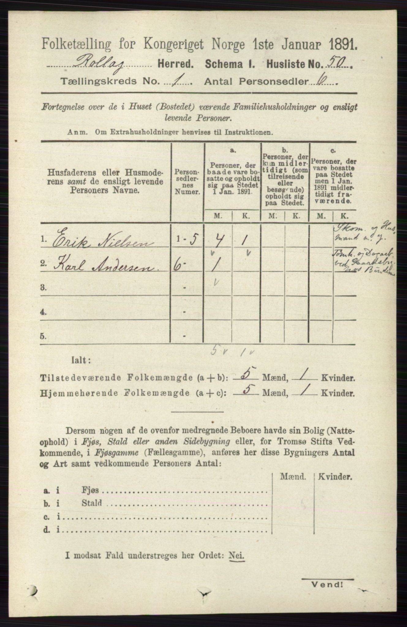 RA, 1891 census for 0632 Rollag, 1891, p. 66