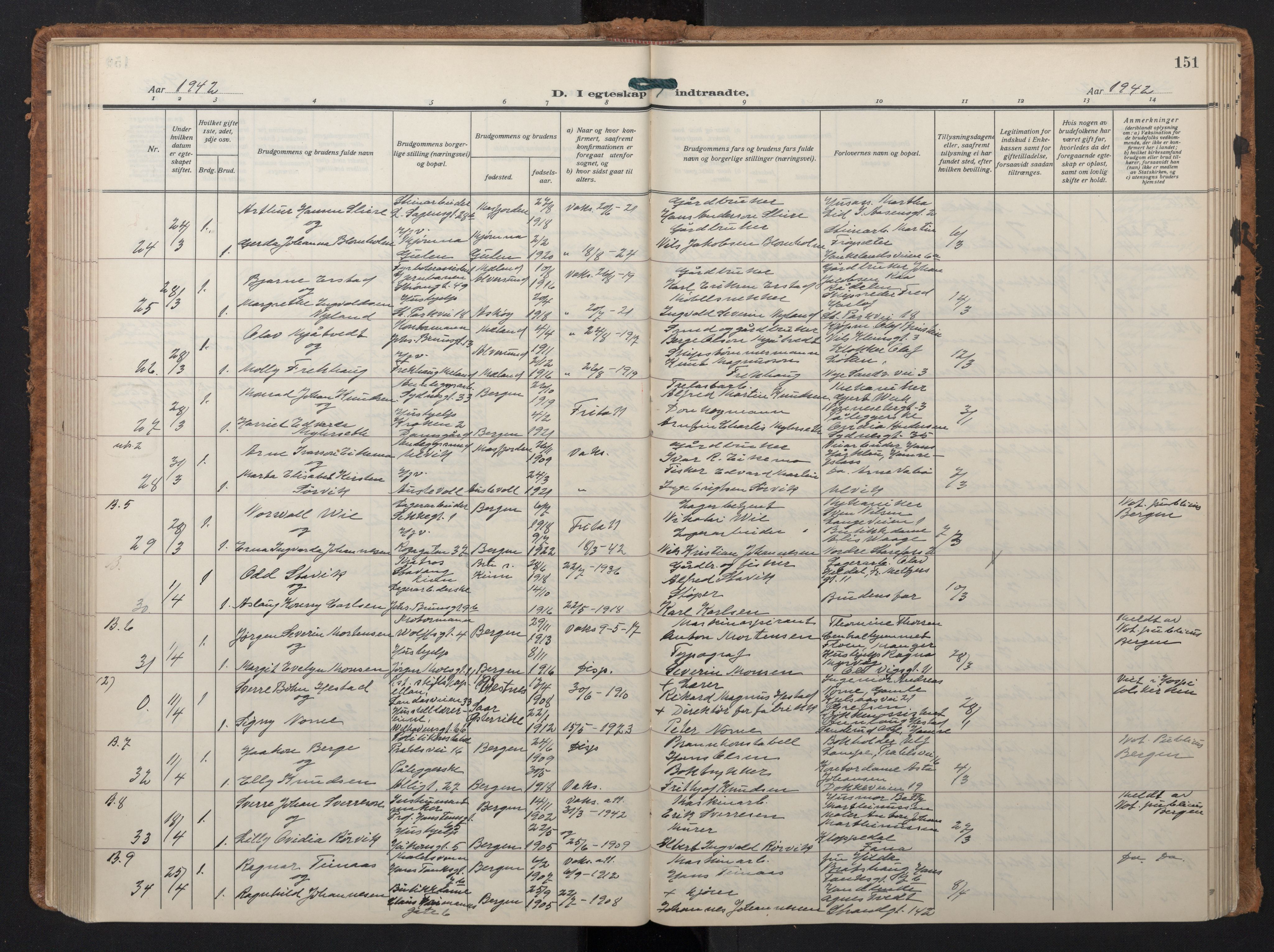 Johanneskirken sokneprestembete, AV/SAB-A-76001/H/Hab: Parish register (copy) no. C 3, 1929-1949, p. 150b-151a