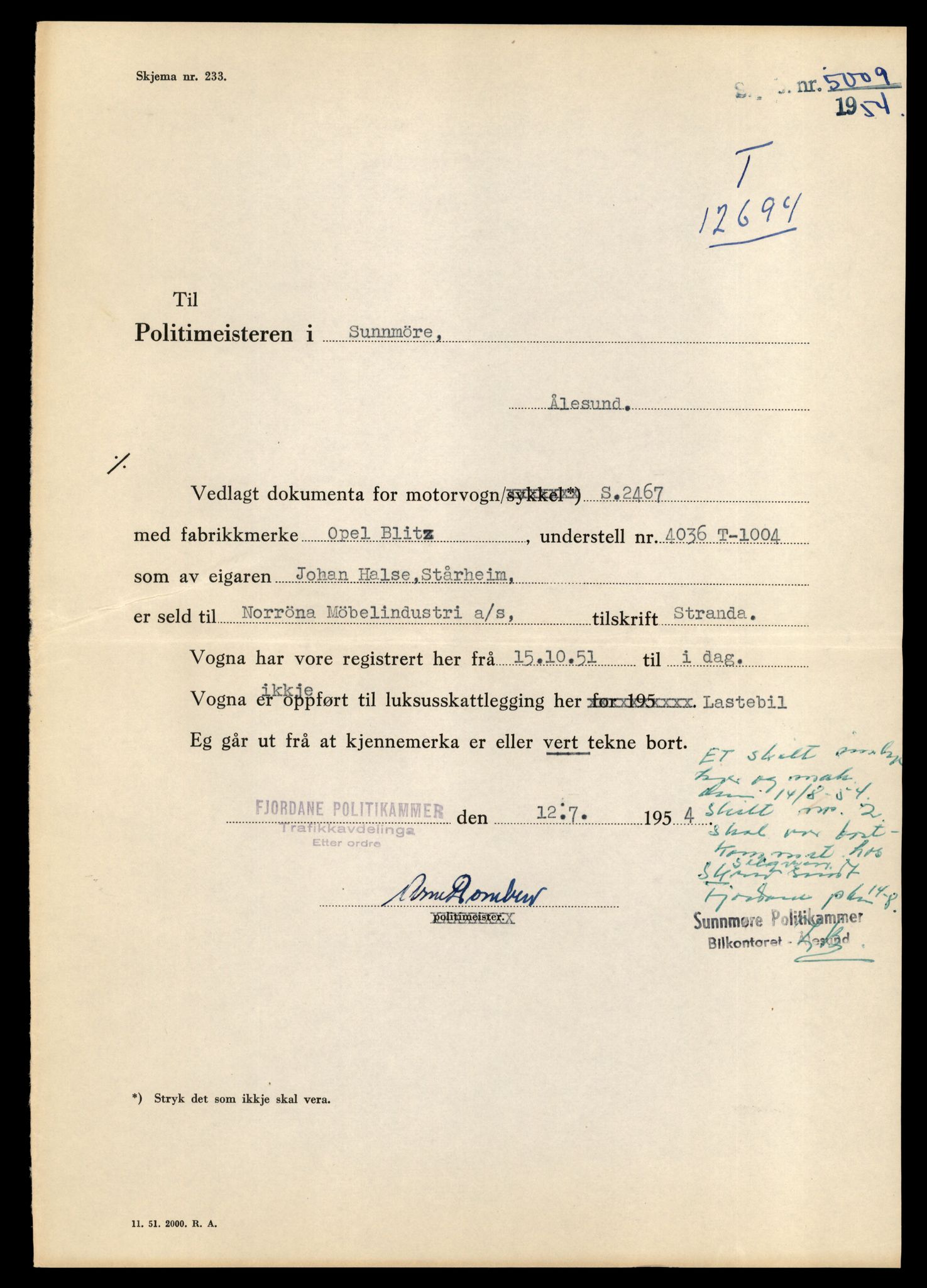 Møre og Romsdal vegkontor - Ålesund trafikkstasjon, AV/SAT-A-4099/F/Fe/L0035: Registreringskort for kjøretøy T 12653 - T 12829, 1927-1998, p. 825