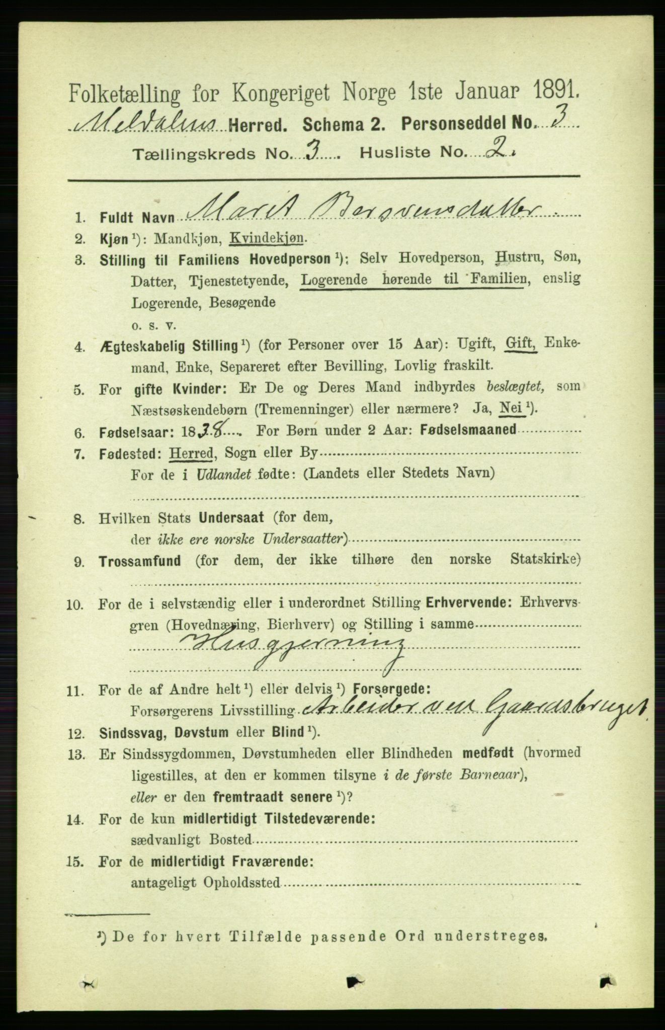 RA, 1891 census for 1636 Meldal, 1891, p. 1749