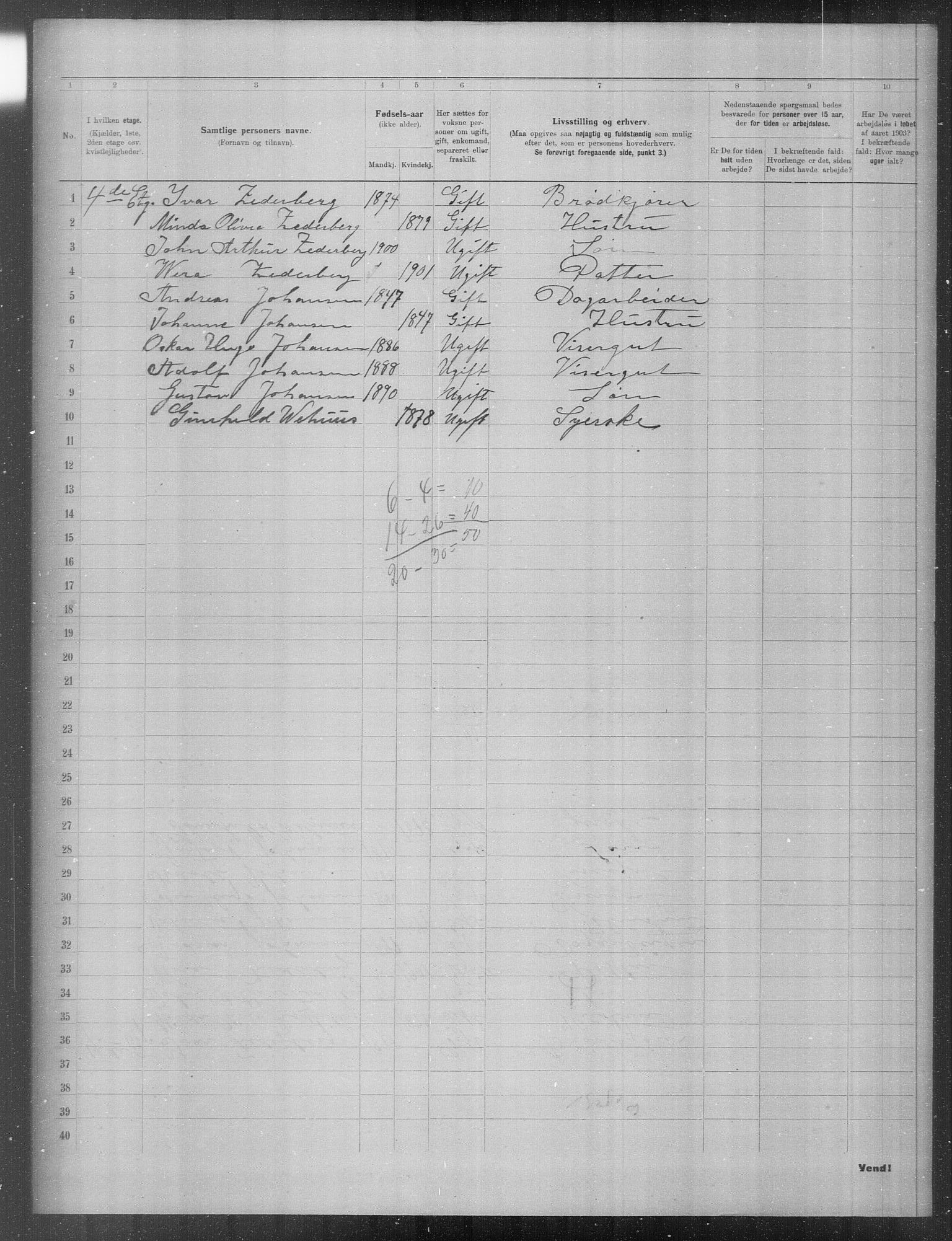 OBA, Municipal Census 1903 for Kristiania, 1903, p. 23604