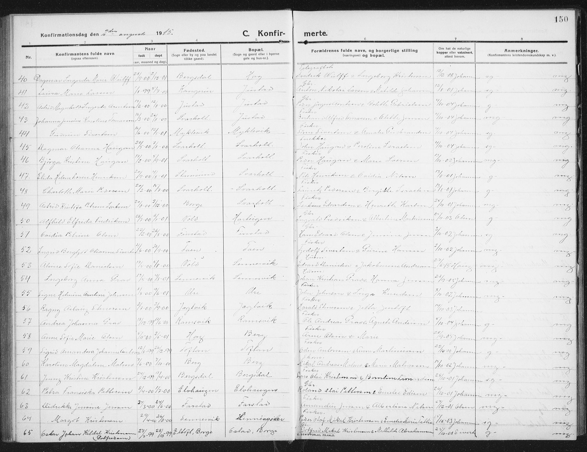 Ministerialprotokoller, klokkerbøker og fødselsregistre - Nordland, SAT/A-1459/882/L1183: Parish register (copy) no. 882C01, 1911-1938, p. 150