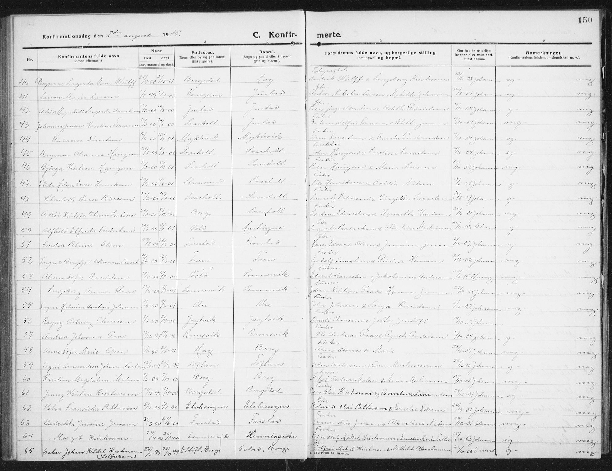 Ministerialprotokoller, klokkerbøker og fødselsregistre - Nordland, AV/SAT-A-1459/882/L1183: Parish register (copy) no. 882C01, 1911-1938, p. 150