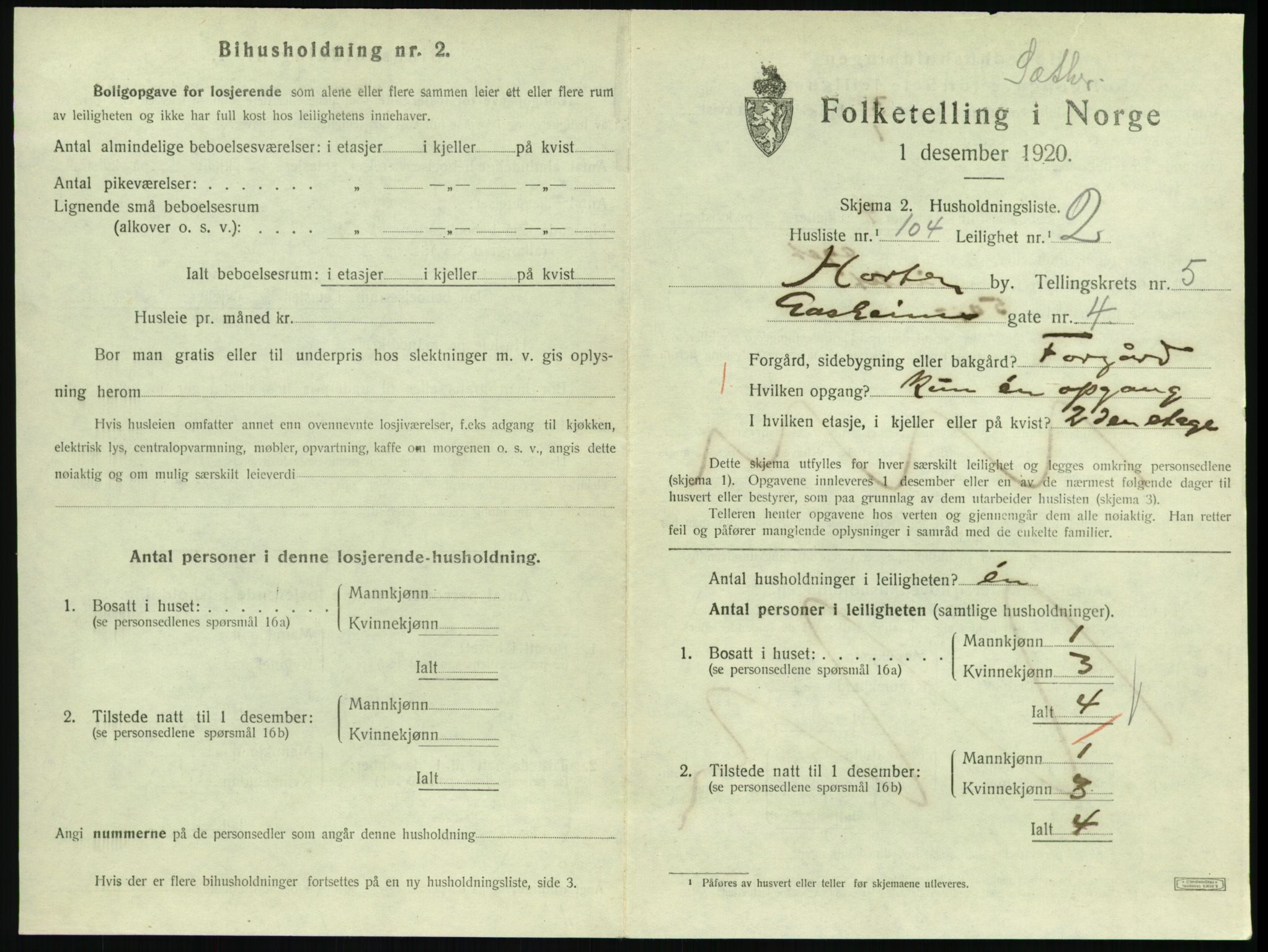 SAKO, 1920 census for Horten, 1920, p. 6035