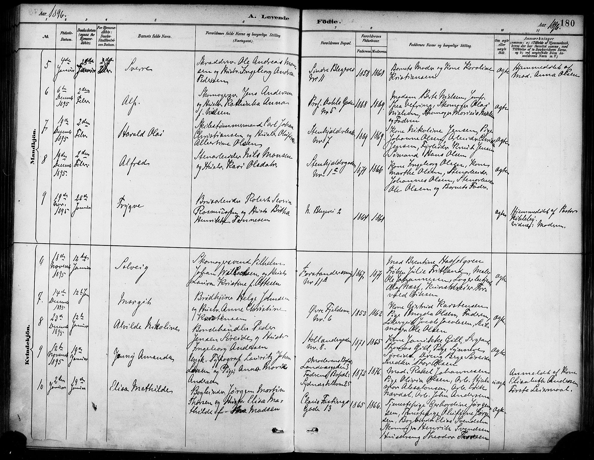 Korskirken sokneprestembete, AV/SAB-A-76101/H/Haa/L0022: Parish register (official) no. B 8, 1889-1899, p. 180