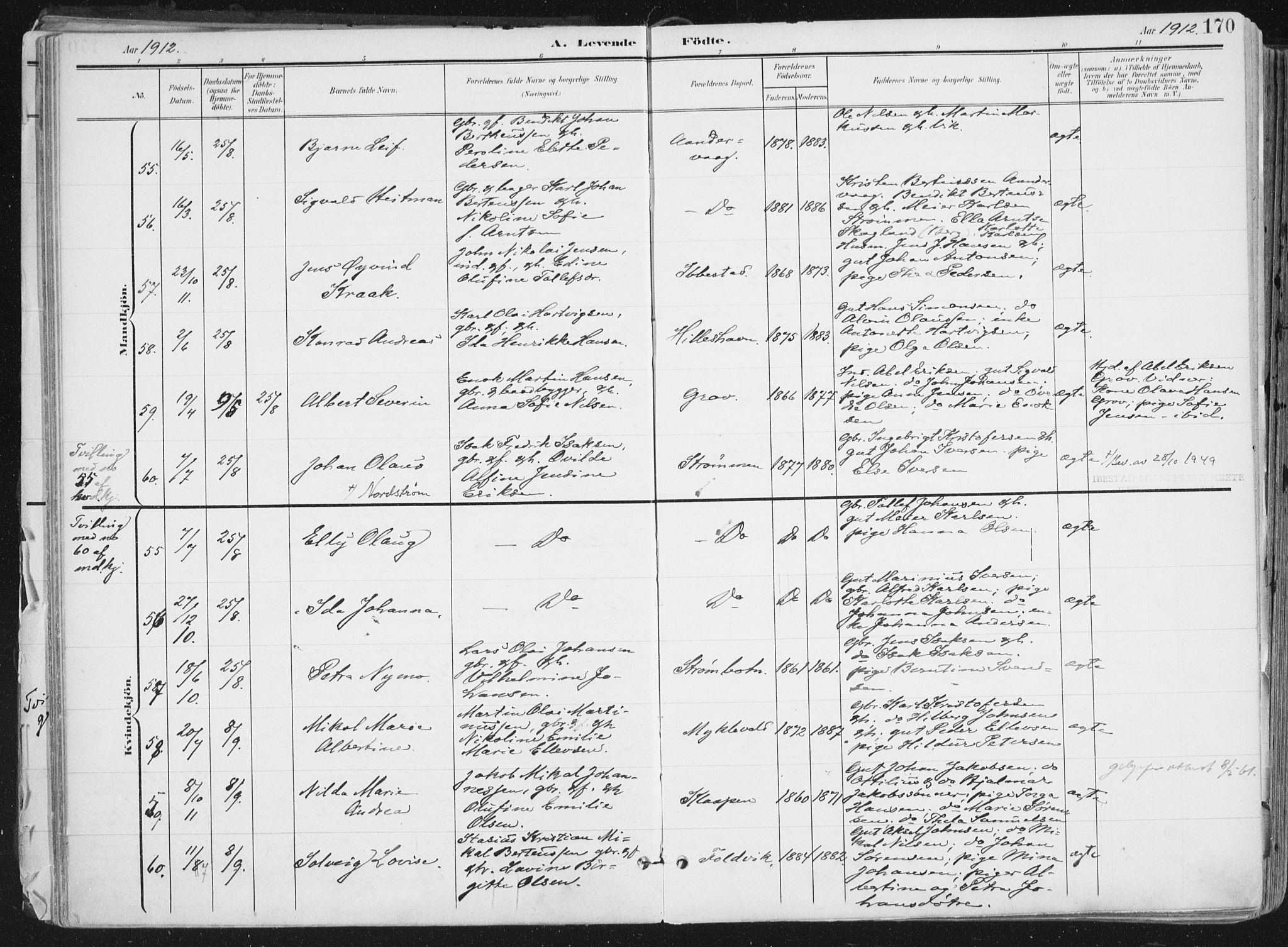 Ibestad sokneprestembete, AV/SATØ-S-0077/H/Ha/Haa/L0017kirke: Parish register (official) no. 17, 1901-1914, p. 170