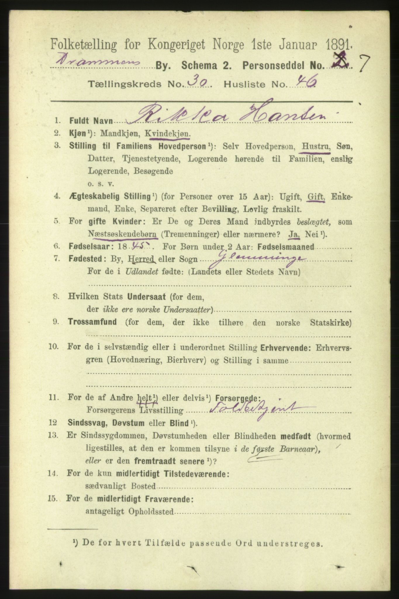 RA, 1891 census for 0602 Drammen, 1891, p. 18700