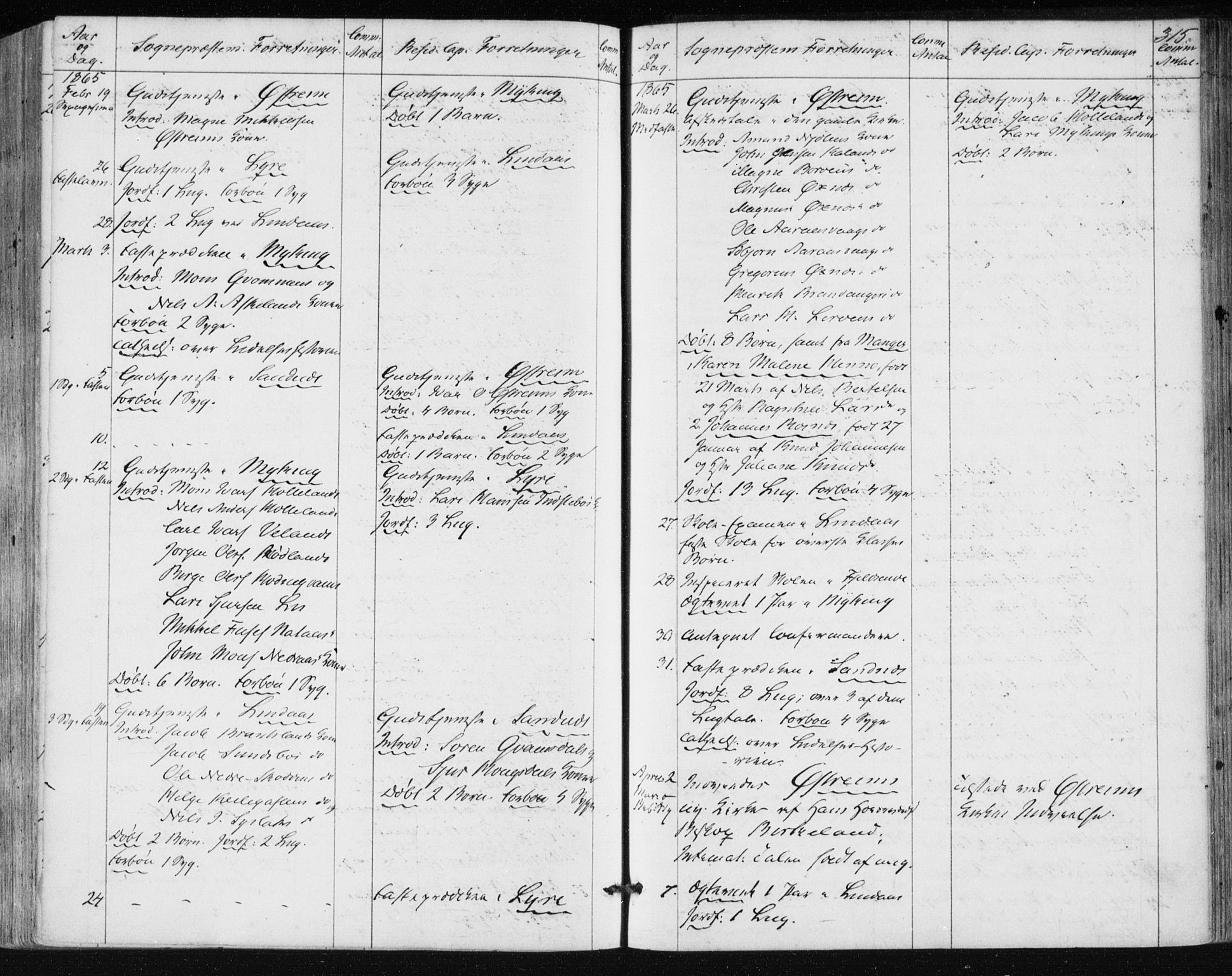 Lindås Sokneprestembete, AV/SAB-A-76701/H/Haa/Haaa/L0016: Parish register (official) no. A 16, 1863-1875, p. 315