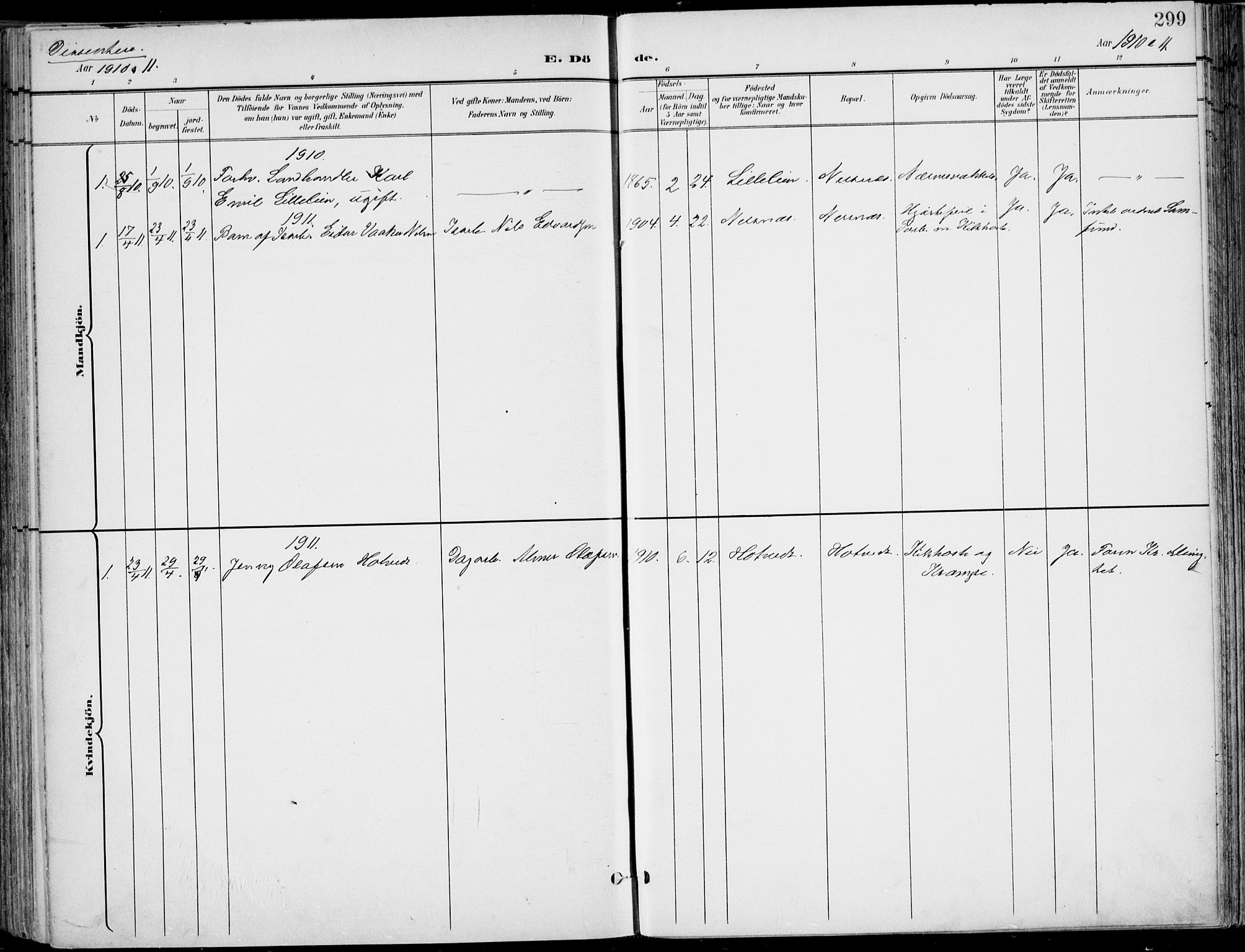 Røyken kirkebøker, AV/SAKO-A-241/F/Fa/L0009: Parish register (official) no. 9, 1898-1911, p. 299