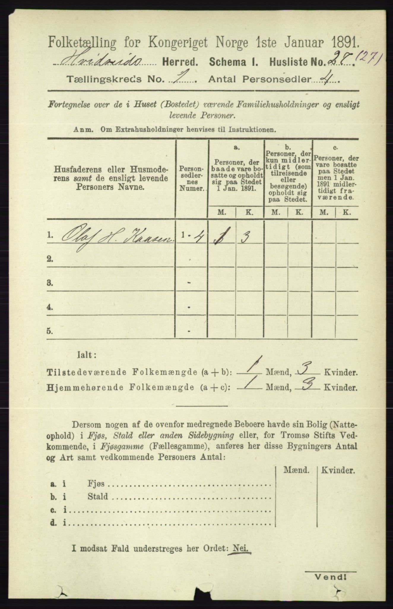 RA, 1891 census for 0829 Kviteseid, 1891, p. 67