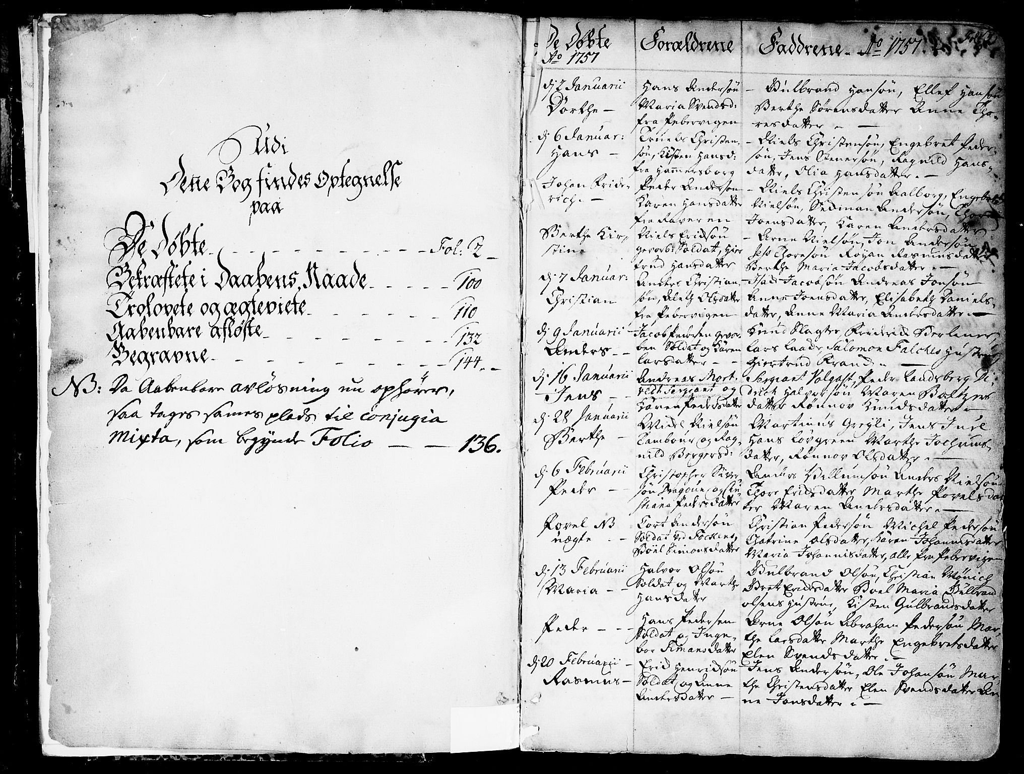 Garnisonsmenigheten Kirkebøker, SAO/A-10846/F/Fa/L0002: Parish register (official) no. 2, 1757-1776, p. 2