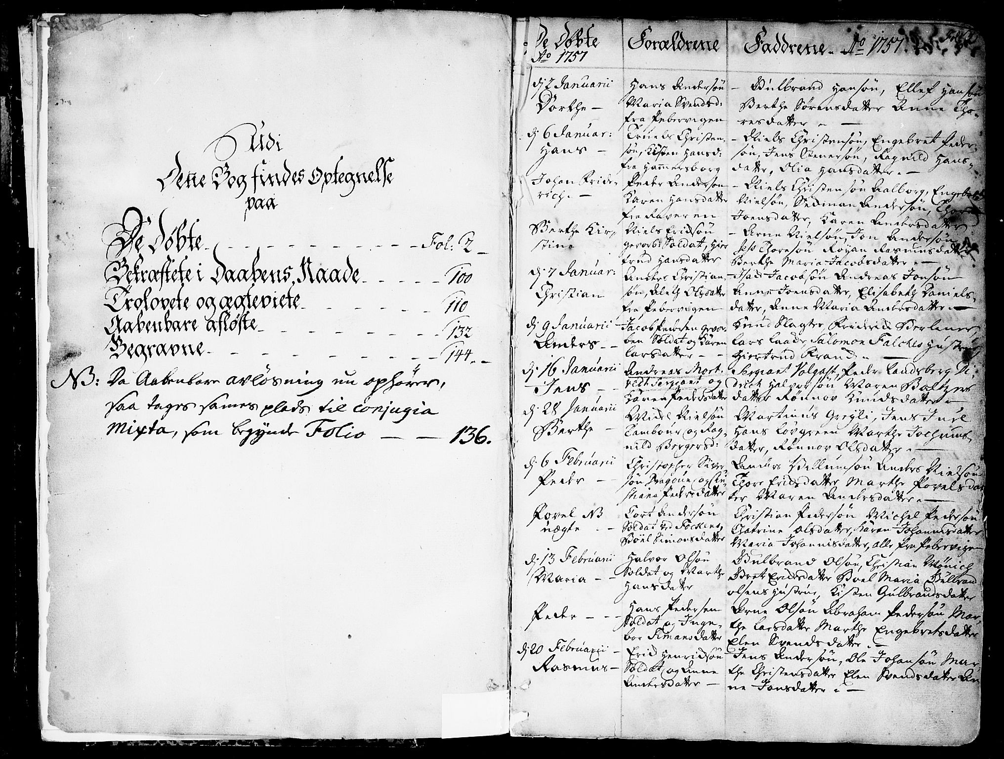 Garnisonsmenigheten Kirkebøker, AV/SAO-A-10846/F/Fa/L0002: Parish register (official) no. 2, 1757-1776, p. 2