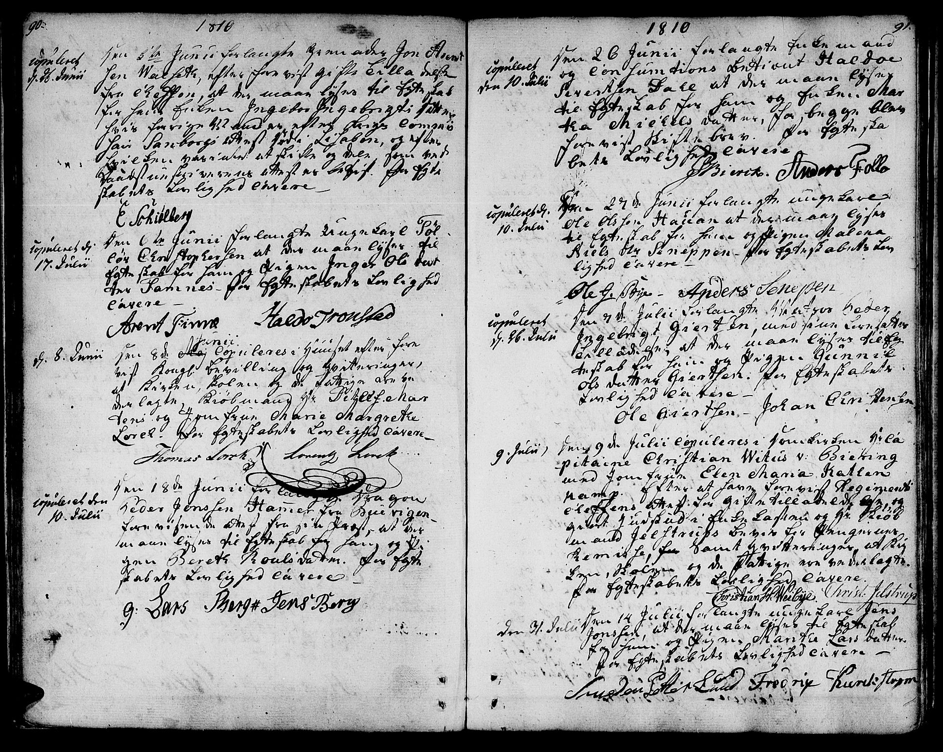 Ministerialprotokoller, klokkerbøker og fødselsregistre - Sør-Trøndelag, AV/SAT-A-1456/601/L0042: Parish register (official) no. 601A10, 1802-1830, p. 90-91