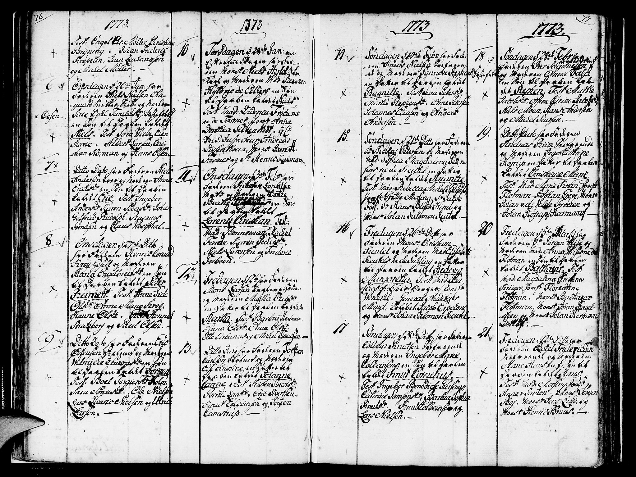 Nykirken Sokneprestembete, SAB/A-77101/H/Haa/L0004: Parish register (official) no. A 4, 1765-1775, p. 76-77