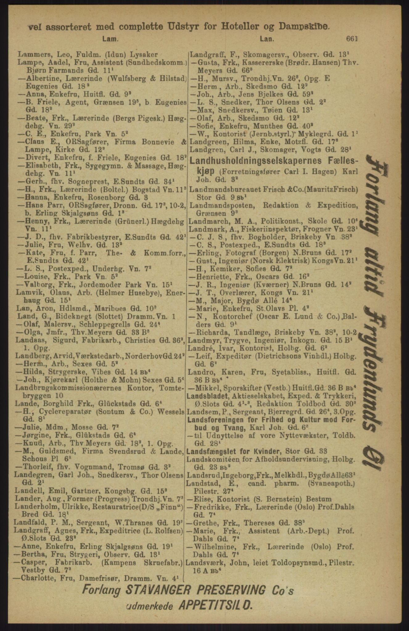 Kristiania/Oslo adressebok, PUBL/-, 1911, p. 661