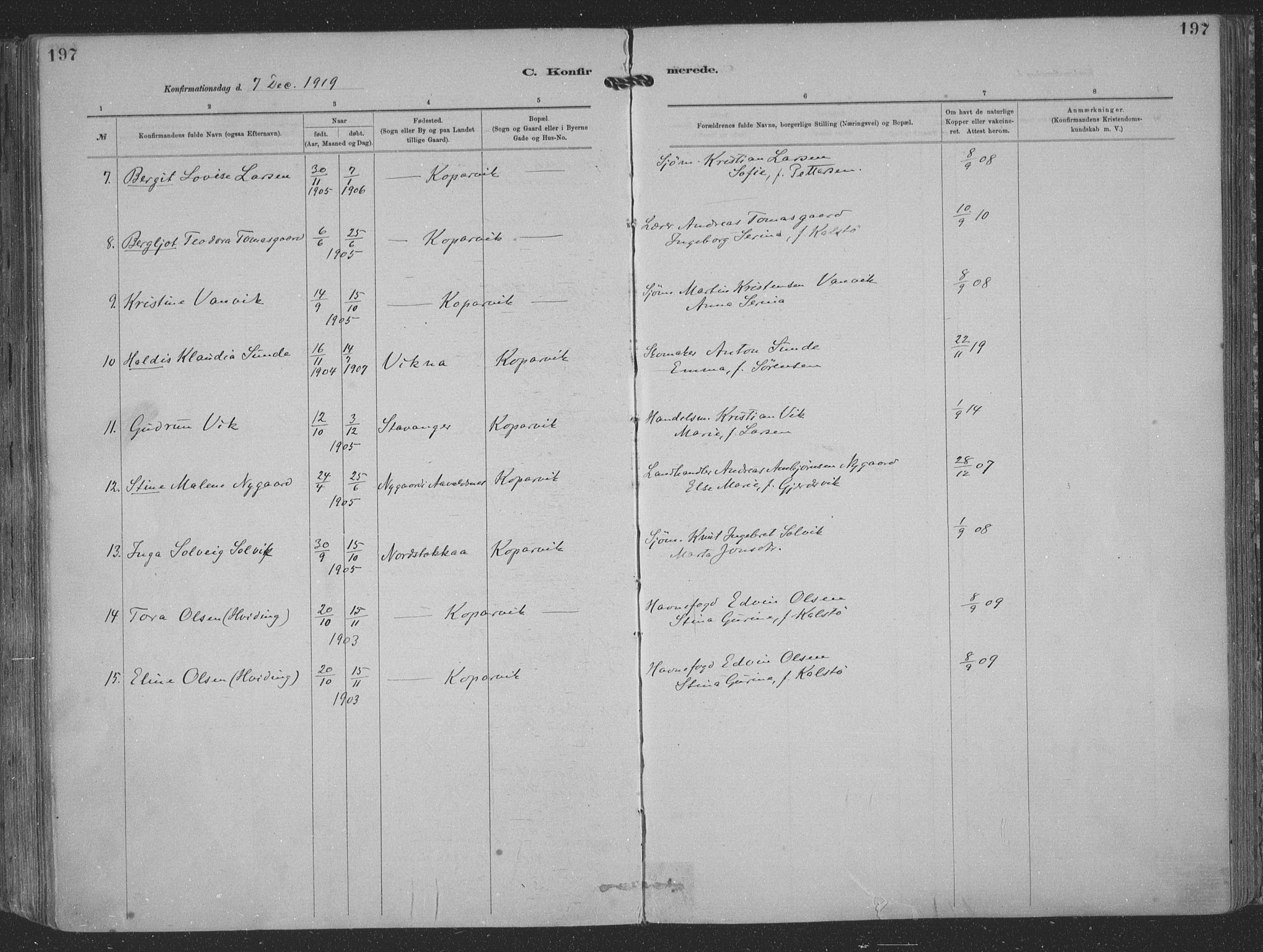 Kopervik sokneprestkontor, AV/SAST-A-101850/H/Ha/Haa/L0001: Parish register (official) no. A 1, 1880-1919, p. 197