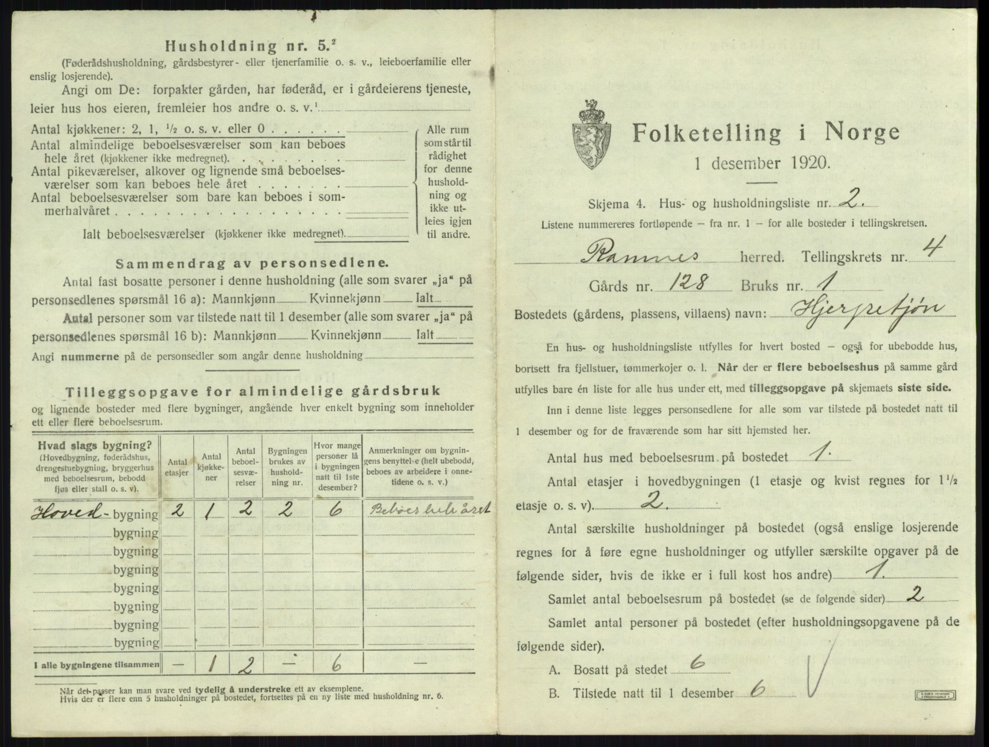 SAKO, 1920 census for Ramnes, 1920, p. 598