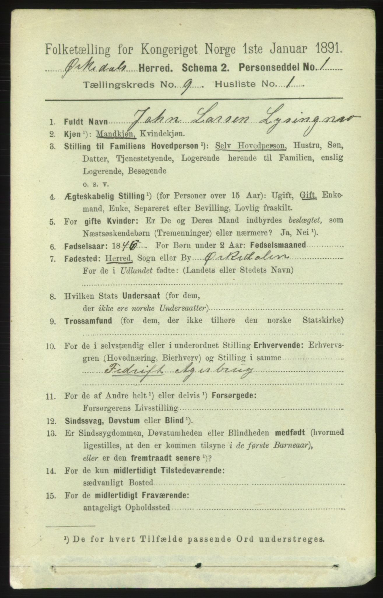 RA, 1891 census for 1638 Orkdal, 1891, p. 4270