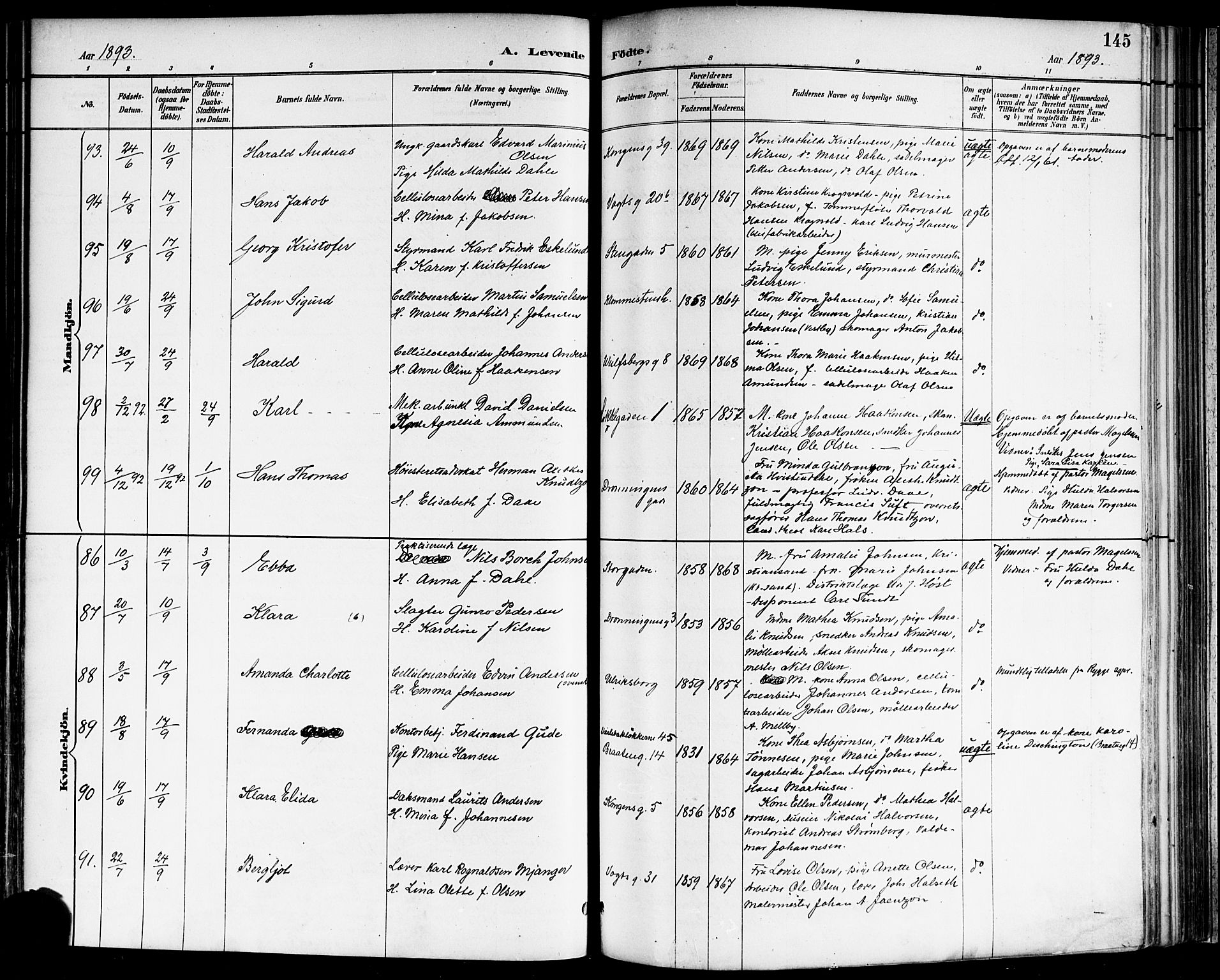 Moss prestekontor Kirkebøker, AV/SAO-A-2003/F/Fb/L0002a: Parish register (official) no. II 2A, 1887-1893, p. 145