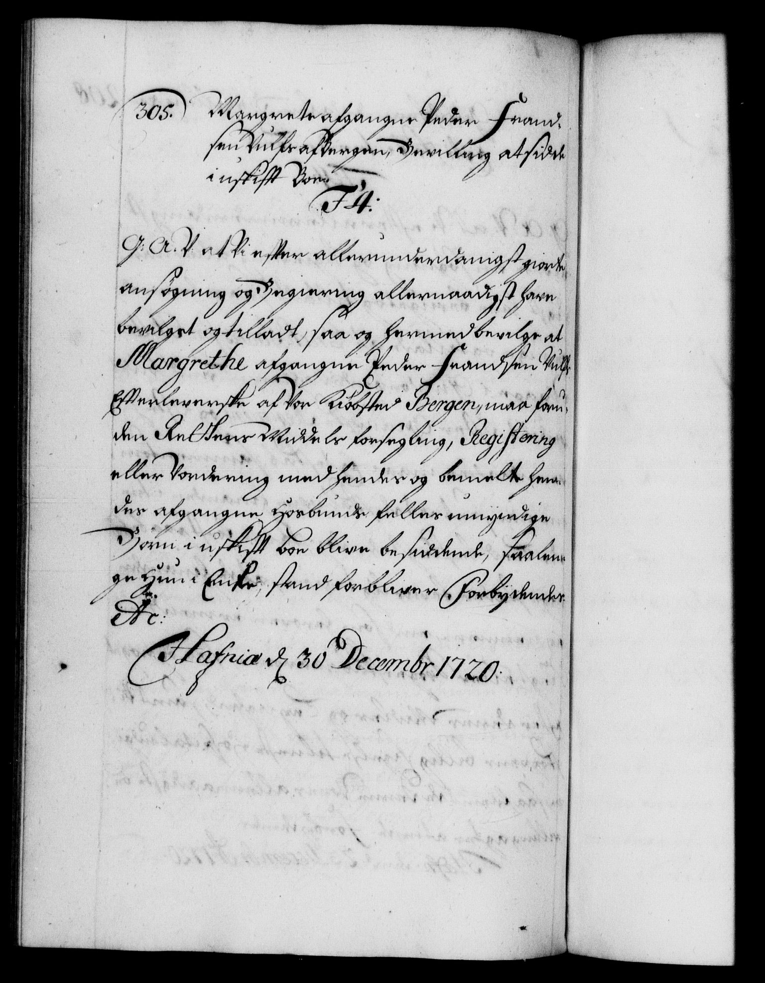 Danske Kanselli 1572-1799, AV/RA-EA-3023/F/Fc/Fca/Fcaa/L0023: Norske registre, 1720-1722, p. 208b