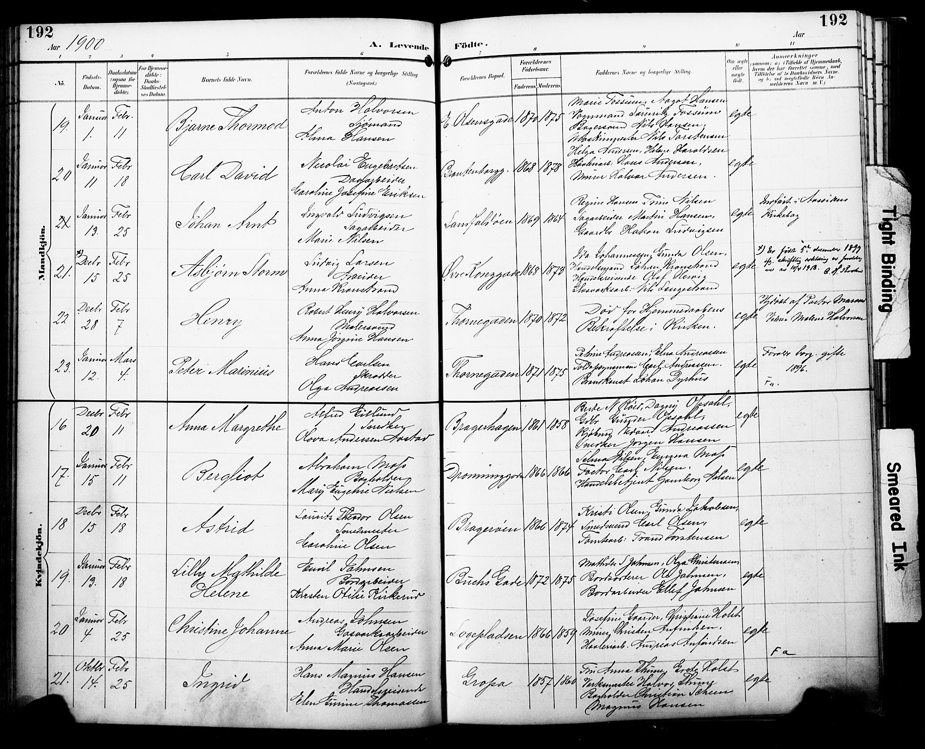Bragernes kirkebøker, SAKO/A-6/F/Fb/L0008: Parish register (official) no. II 8, 1894-1902, p. 192