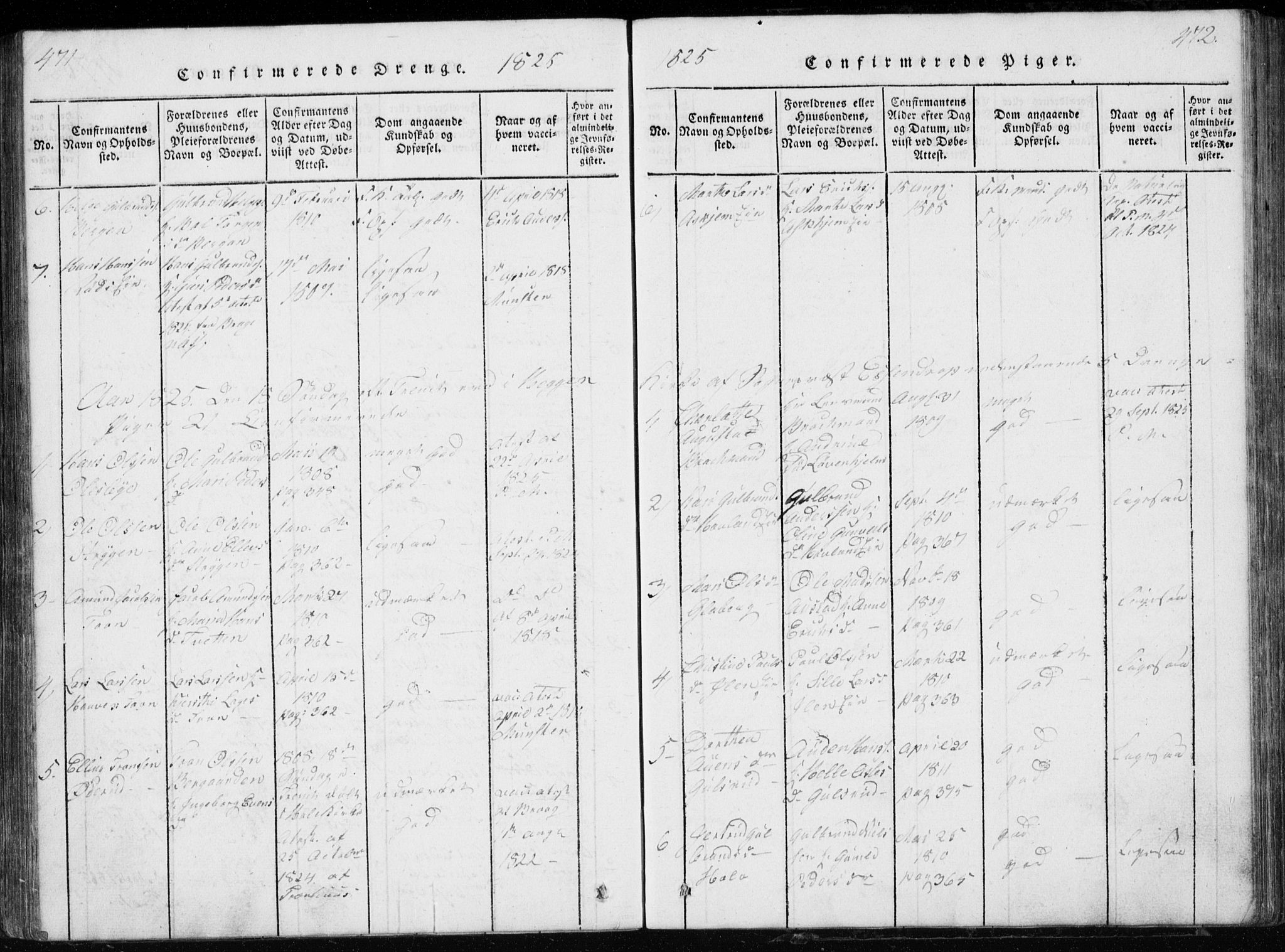 Modum kirkebøker, AV/SAKO-A-234/G/Ga/L0002: Parish register (copy) no. I 2, 1824-1832, p. 471-472