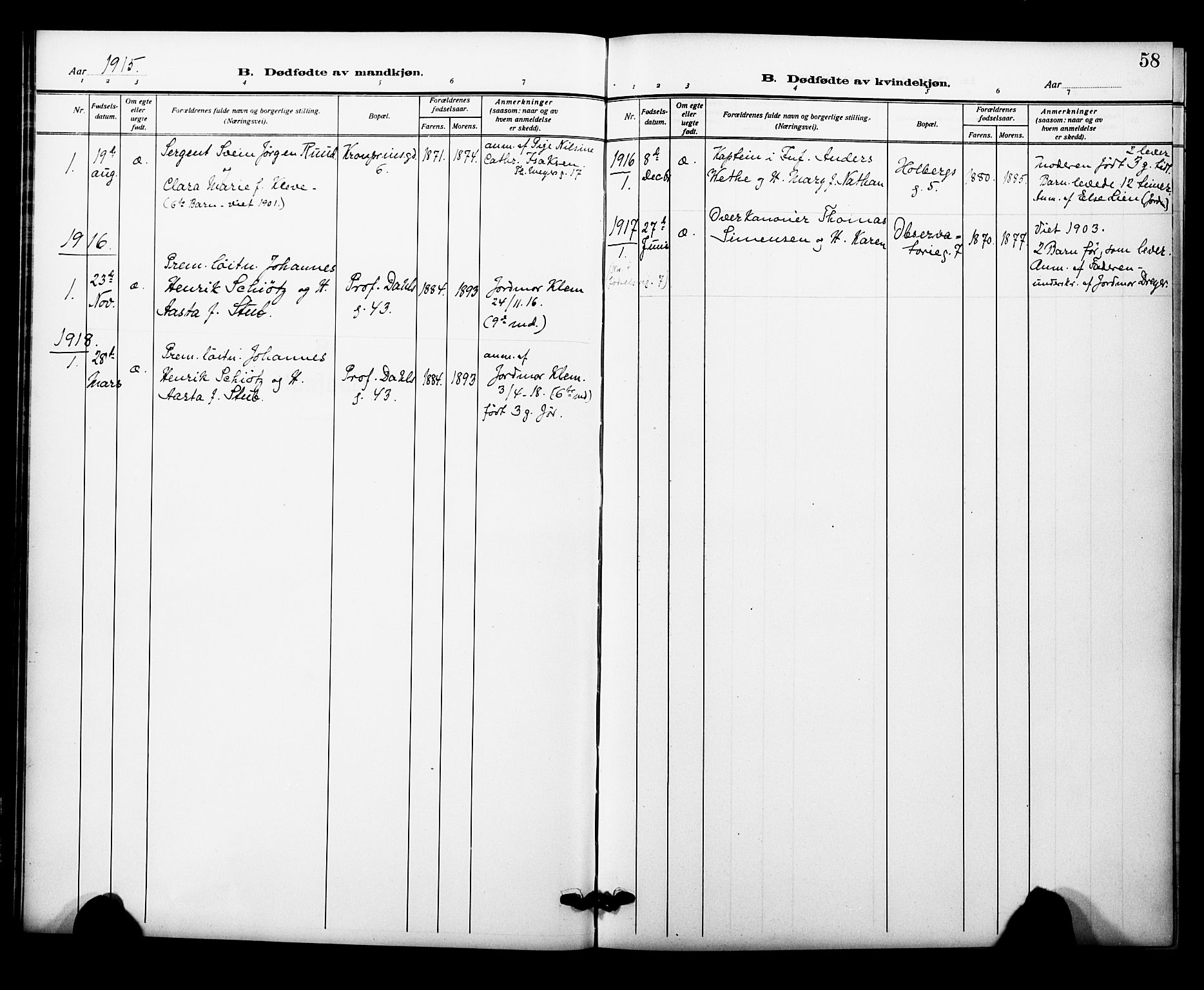 Garnisonsmenigheten Kirkebøker, SAO/A-10846/F/Fa/L0015: Parish register (official) no. 15, 1915-1921, p. 58