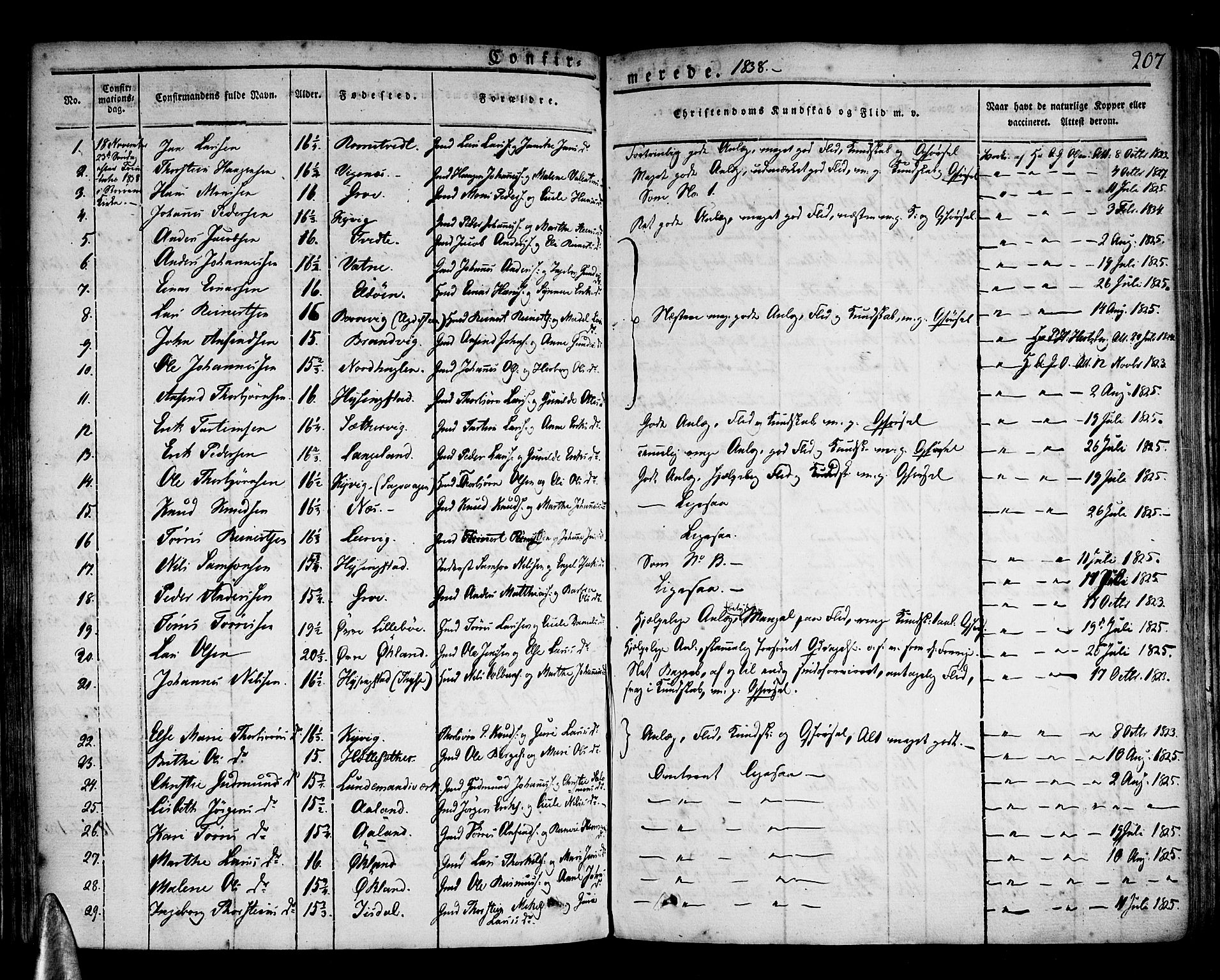 Stord sokneprestembete, SAB/A-78201/H/Haa: Parish register (official) no. A 6, 1826-1840, p. 207