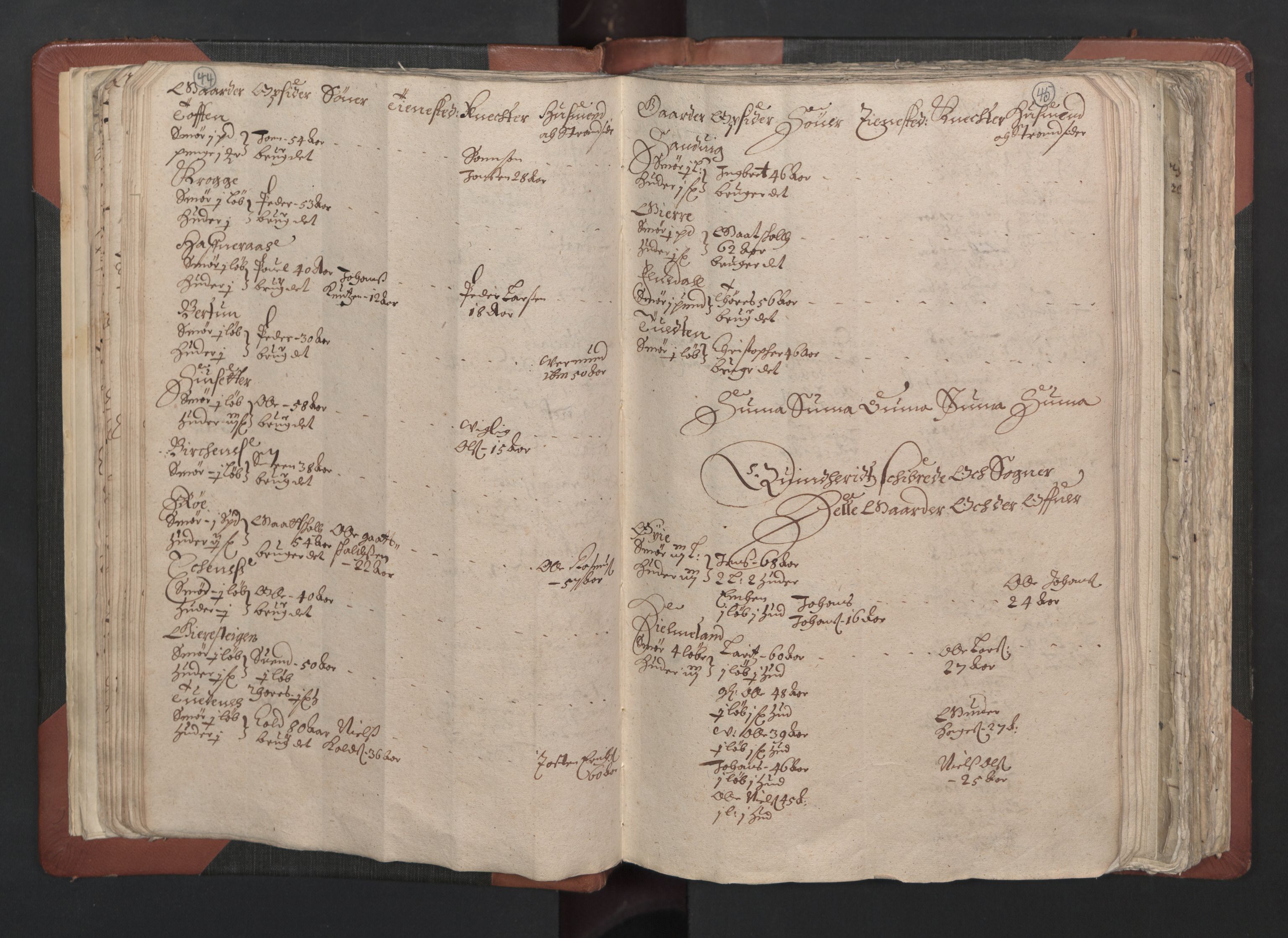 RA, Bailiff's Census 1664-1666, no. 13: Nordhordland fogderi and Sunnhordland fogderi, 1665, p. 44-45