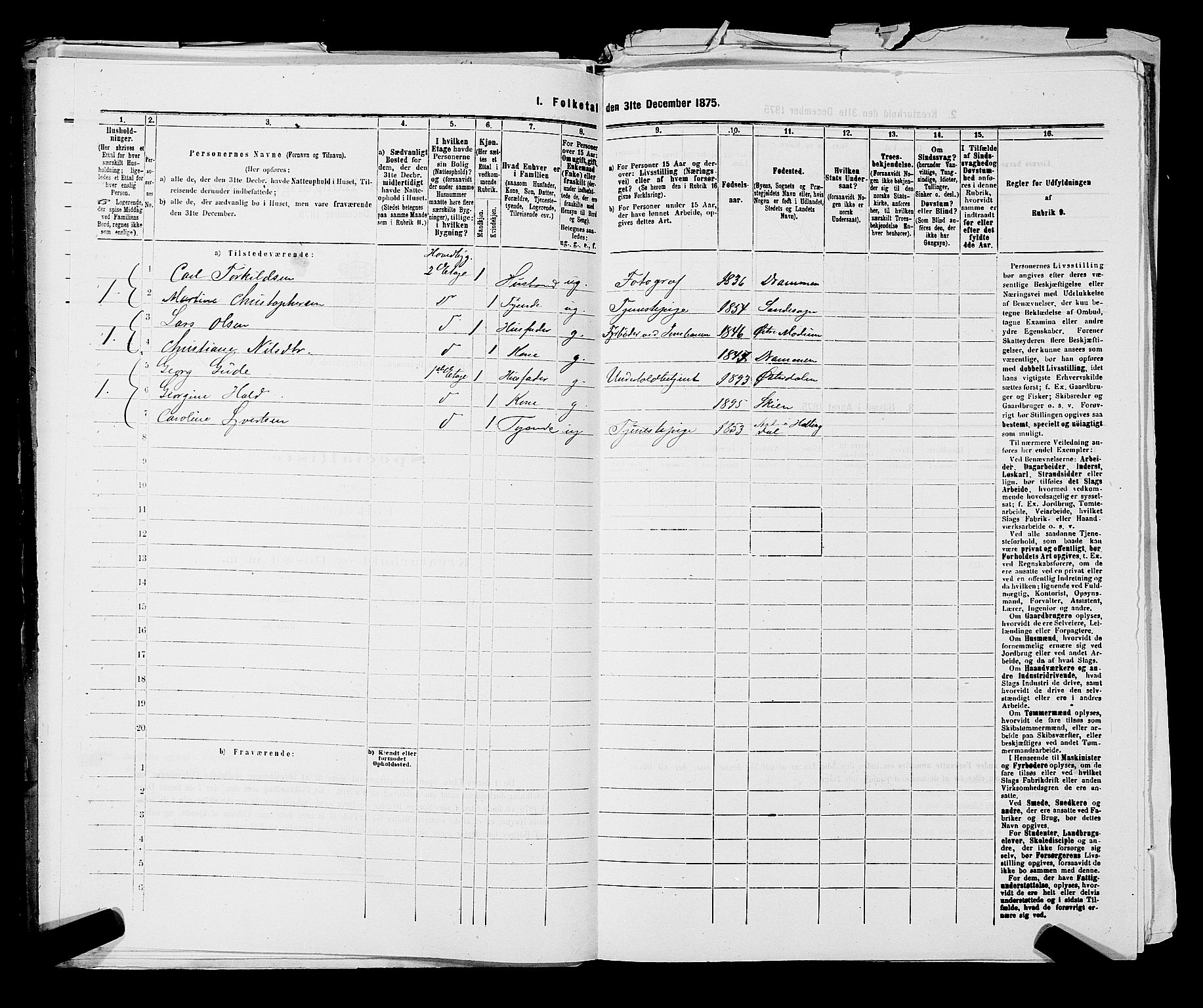SAKO, 1875 census for 0602 Drammen, 1875, p. 2762