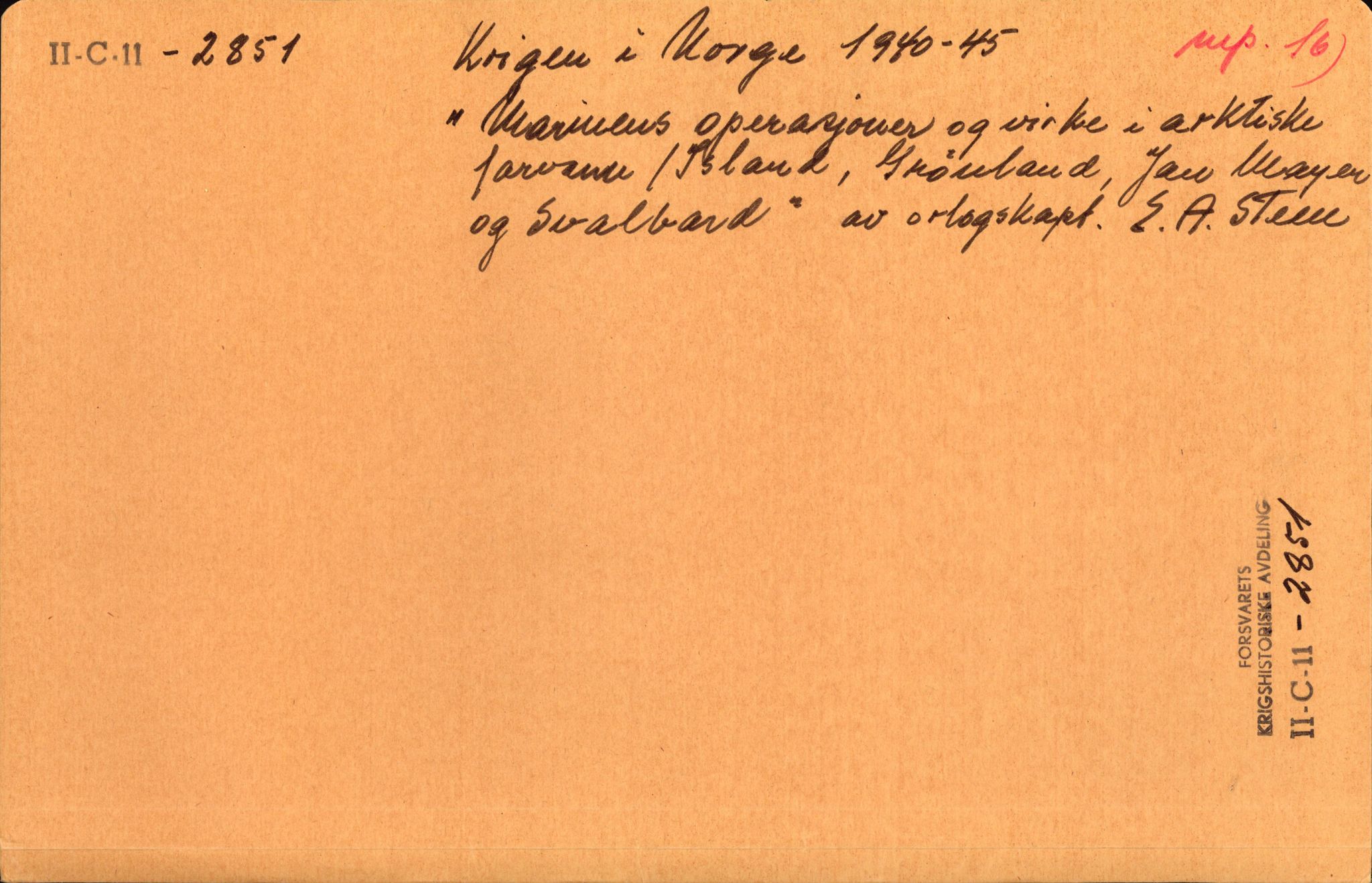 Forsvaret, Forsvarets krigshistoriske avdeling, RA/RAFA-2017/Y/Yf/L0214: II-C-11-2851-2856  -  Svalbard.  Jan Mayen.  Syd-Georgia.  Walchern., 1940-1945, p. 540