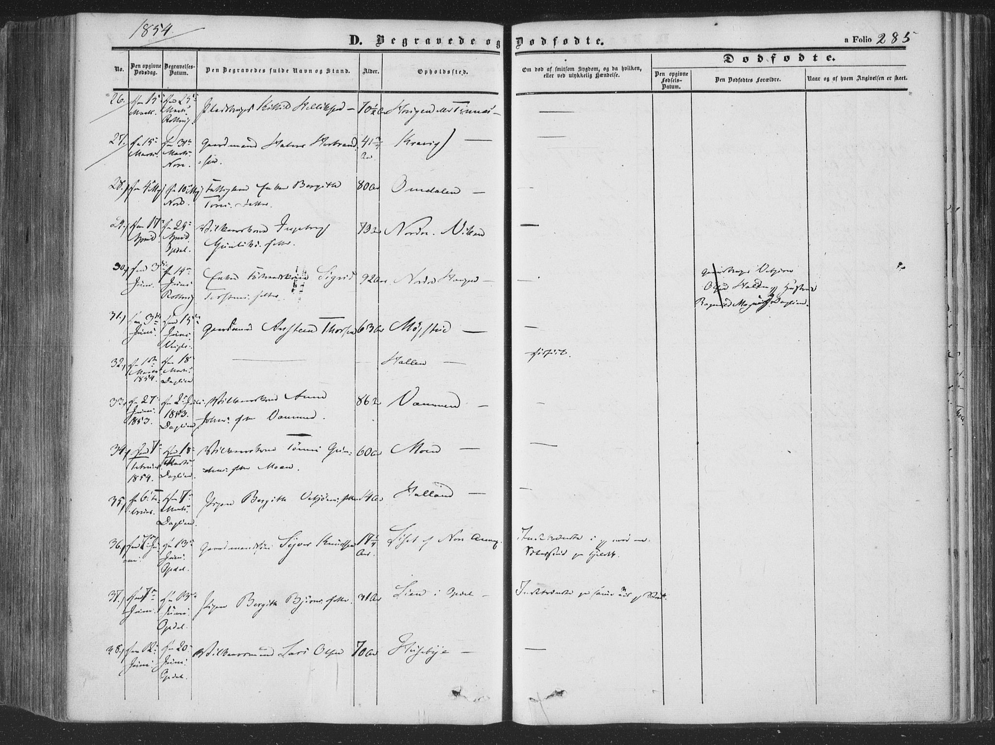 Rollag kirkebøker, AV/SAKO-A-240/F/Fa/L0008: Parish register (official) no. I 8, 1847-1860, p. 285