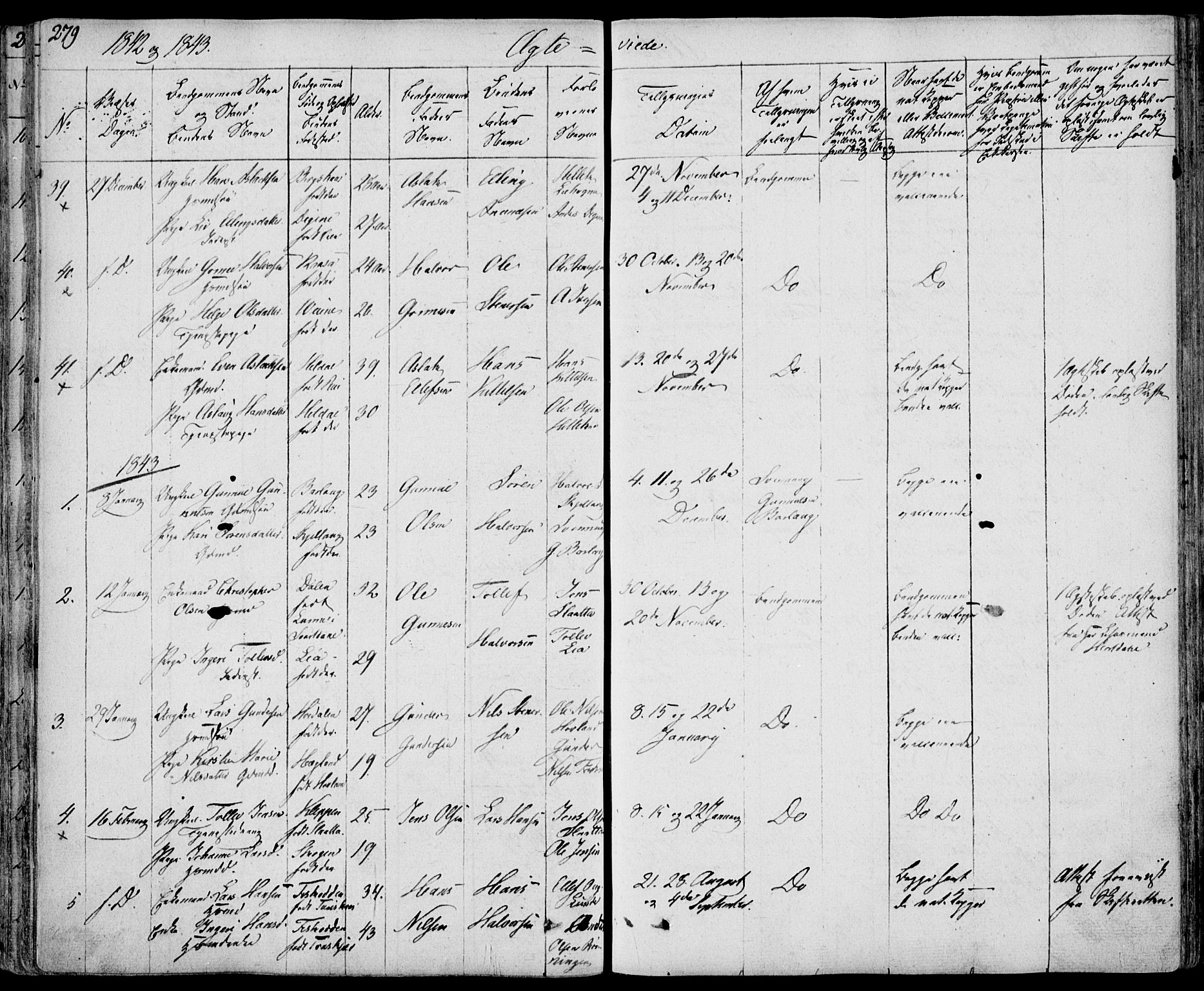 Bø kirkebøker, SAKO/A-257/F/Fa/L0007: Parish register (official) no. 7, 1831-1848, p. 279