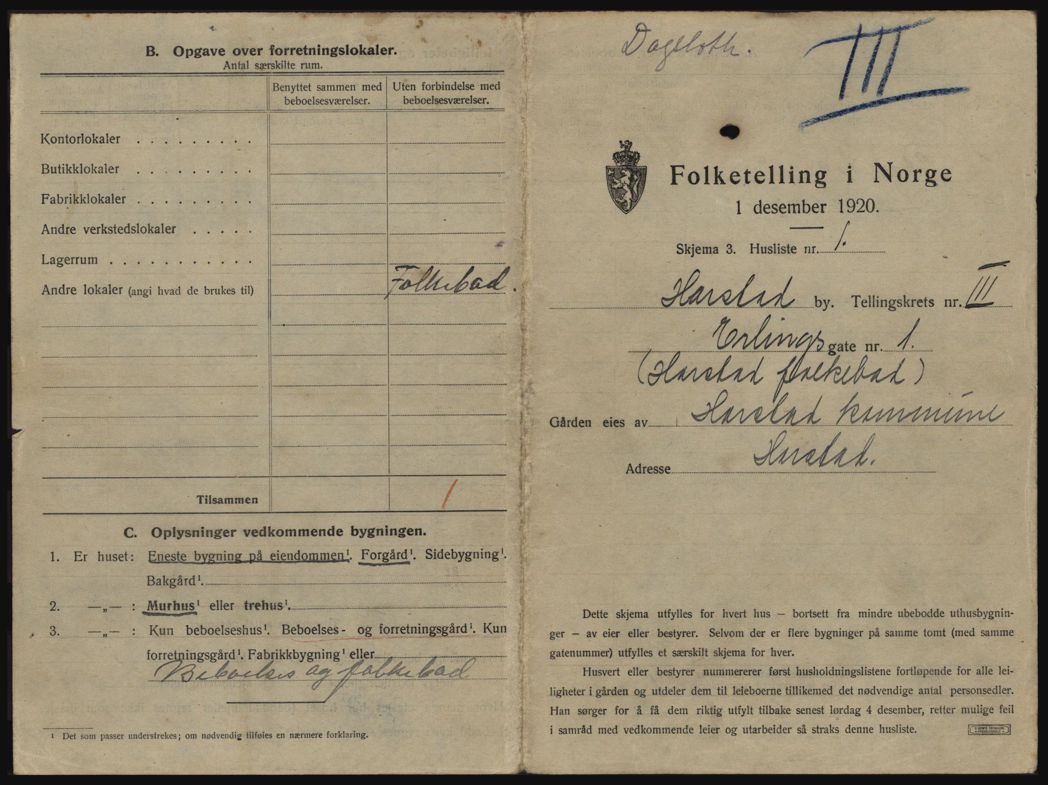 SATØ, 1920 census for Harstad, 1920, p. 241