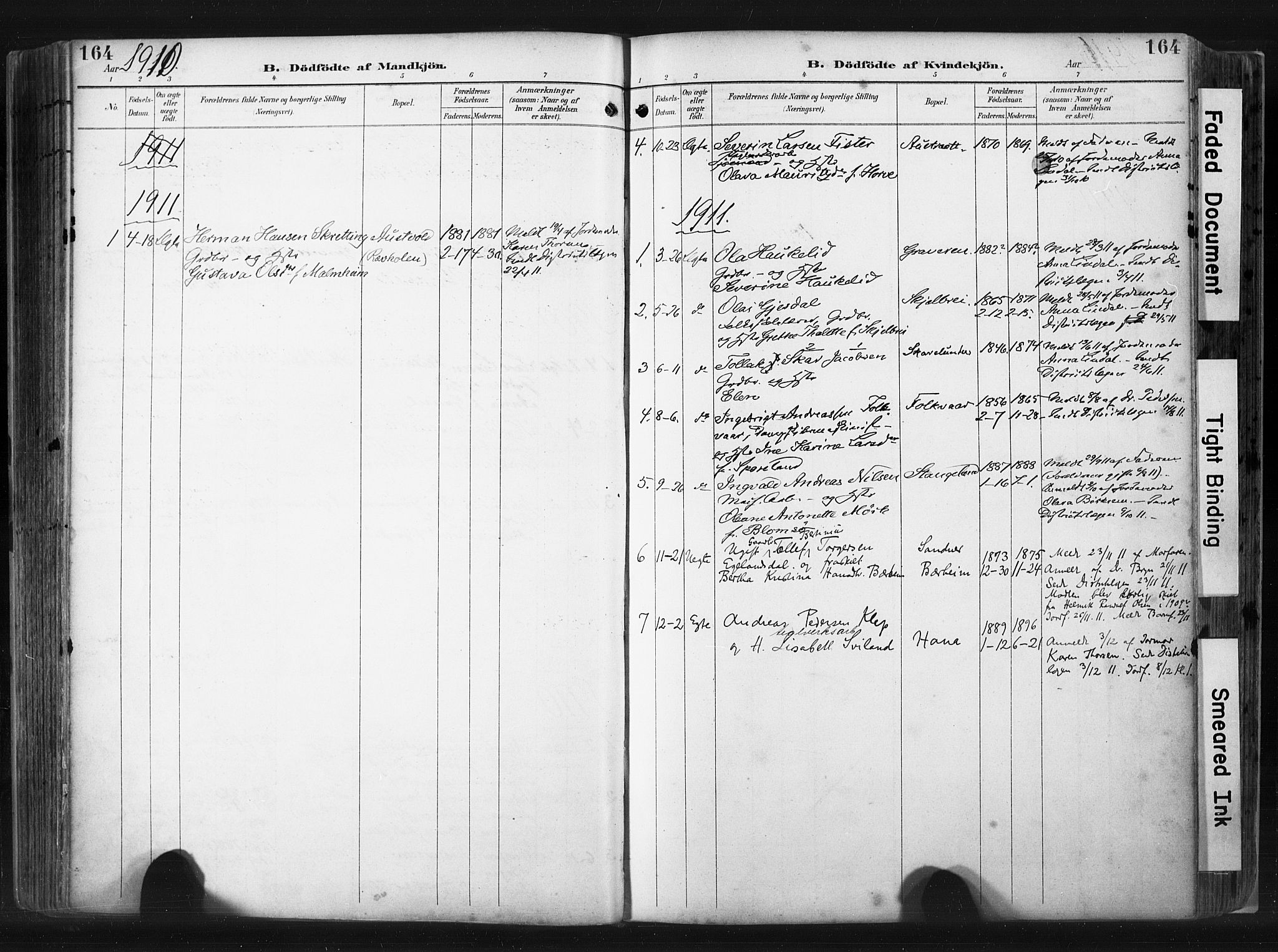 Høyland sokneprestkontor, SAST/A-101799/001/30BA/L0015: Parish register (official) no. A 14, 1899-1911, p. 164