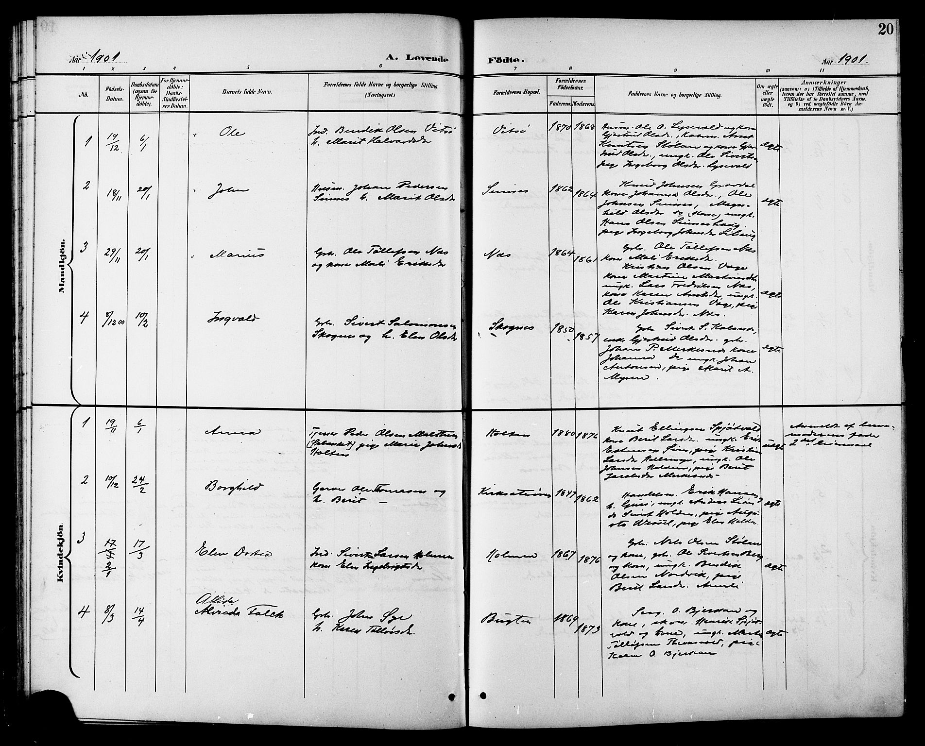Ministerialprotokoller, klokkerbøker og fødselsregistre - Sør-Trøndelag, SAT/A-1456/630/L0505: Parish register (copy) no. 630C03, 1899-1914, p. 20